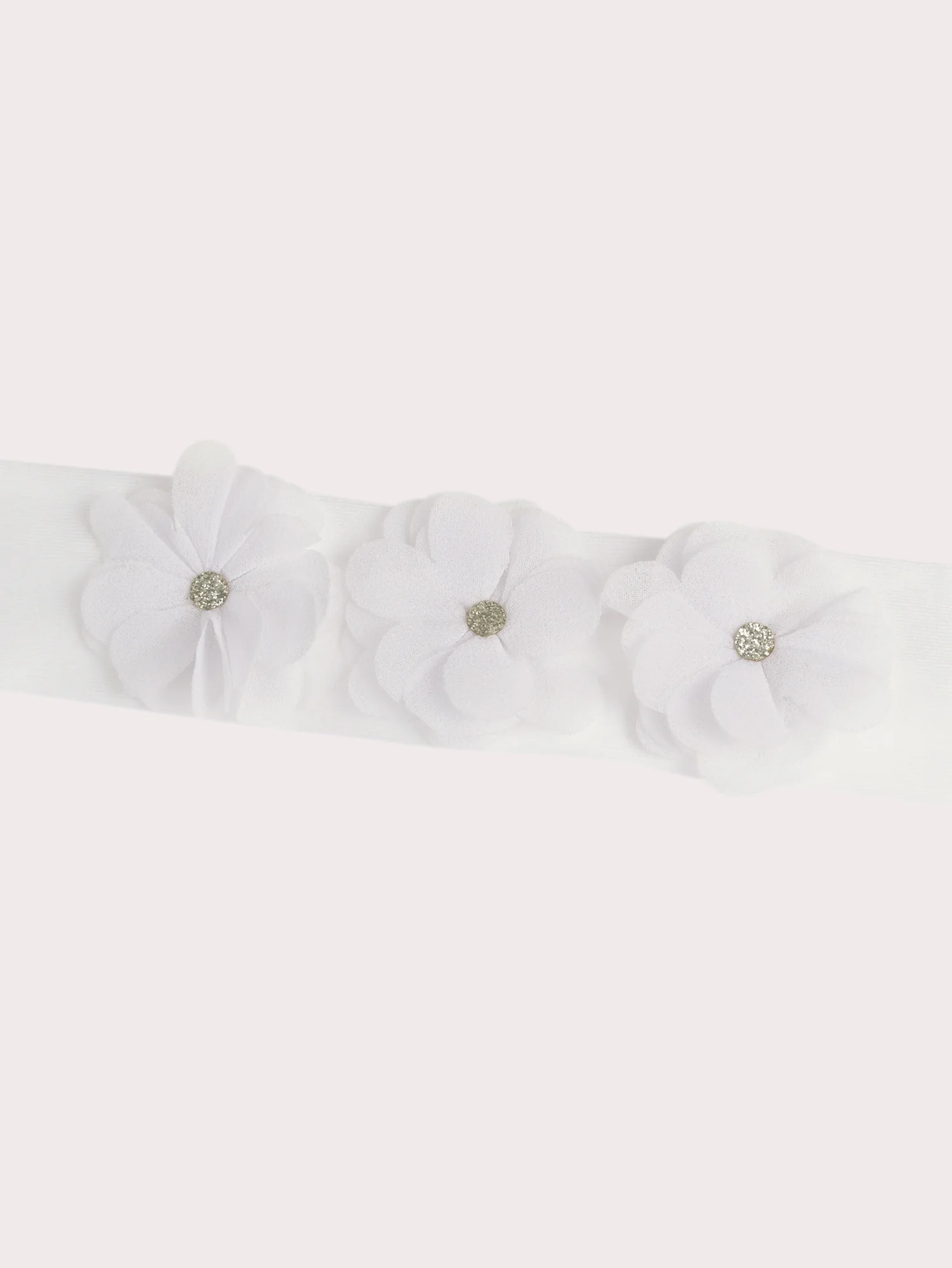 Bandeau blanc à fleurs bébé fille - Image 2