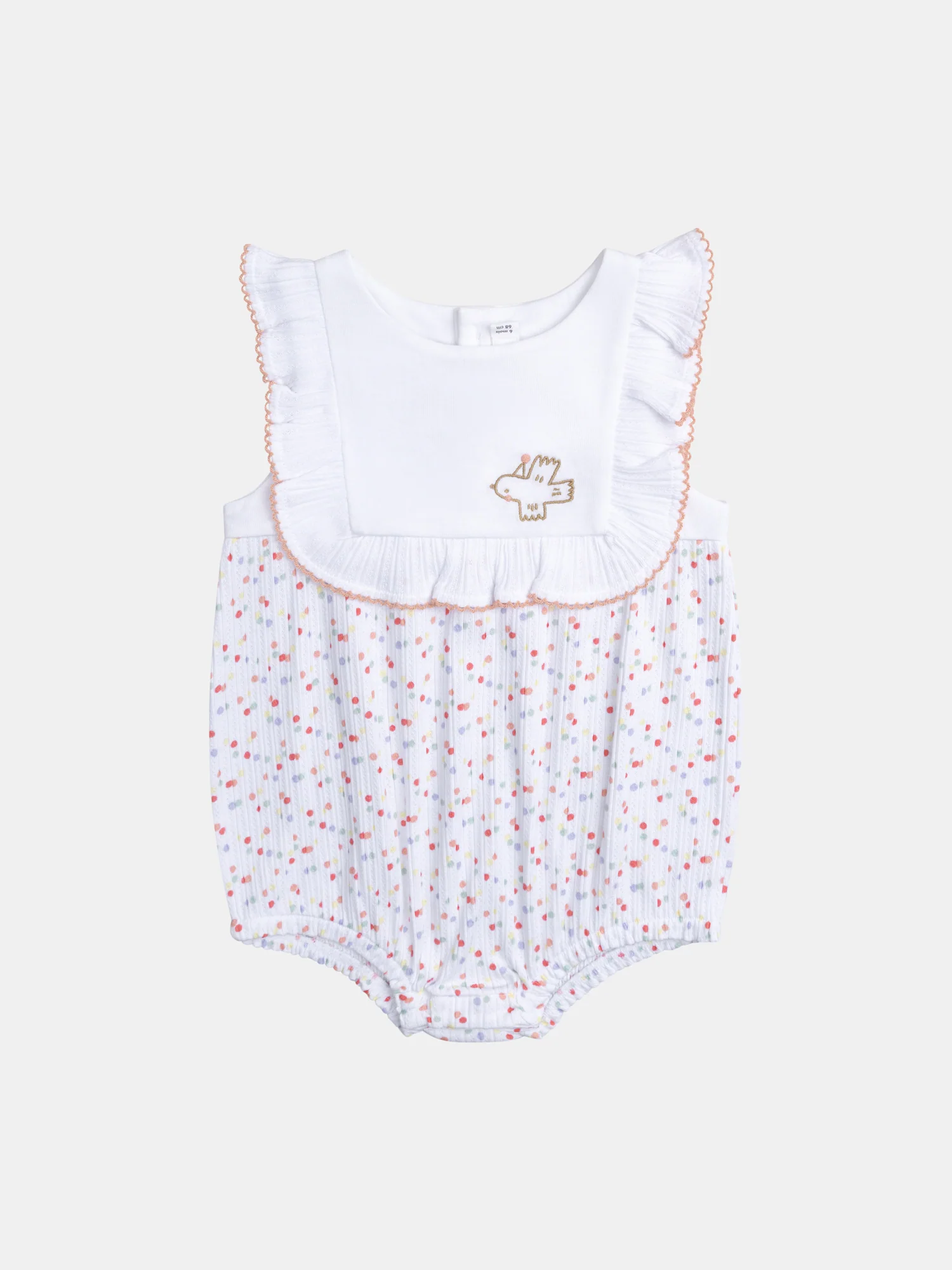 Barboteuse blanche imprimée confettis pour bébé fille