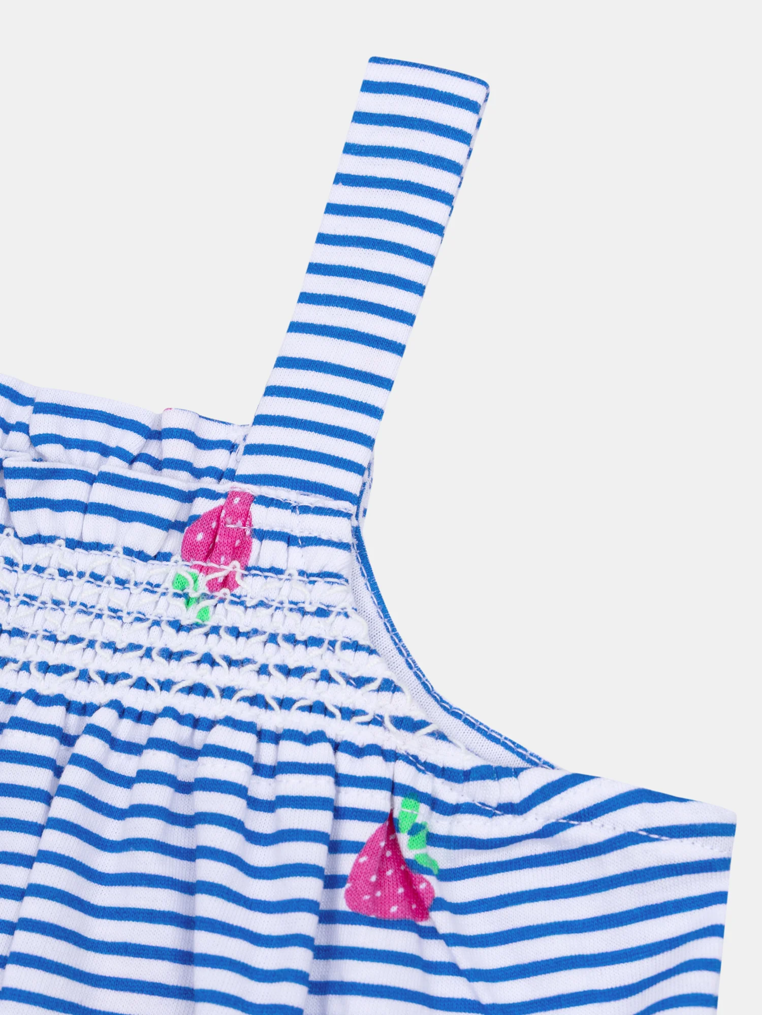 Barboteuse bleu et blanc à rayures et imprimé fraises Bleu et blanc pour bébé fille - Image 2