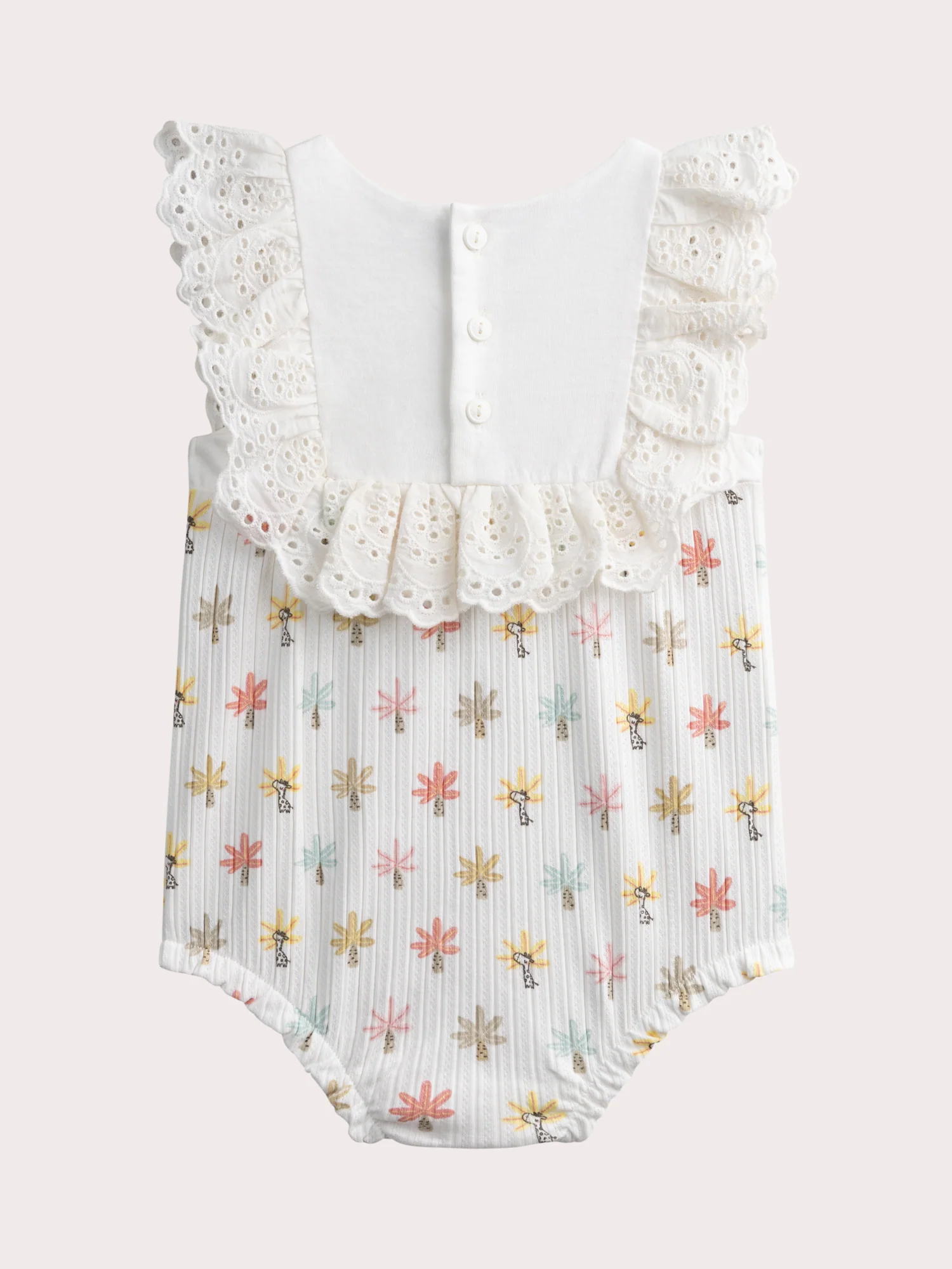 Barboteuse écrue imprimée fantaisie pour bébé fille - Image 3