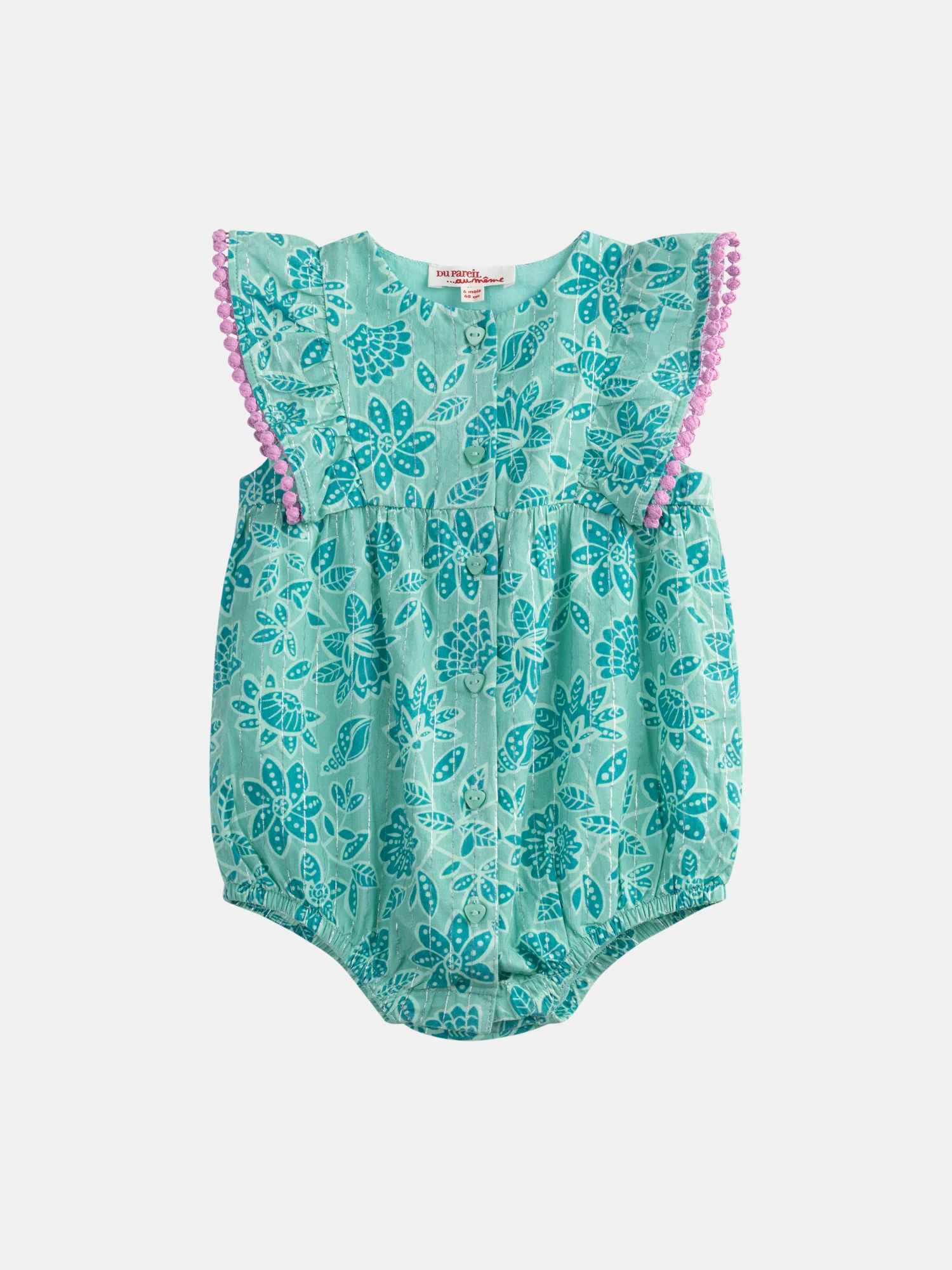 Barboteuse vert d'eau à volants pour bébé fille