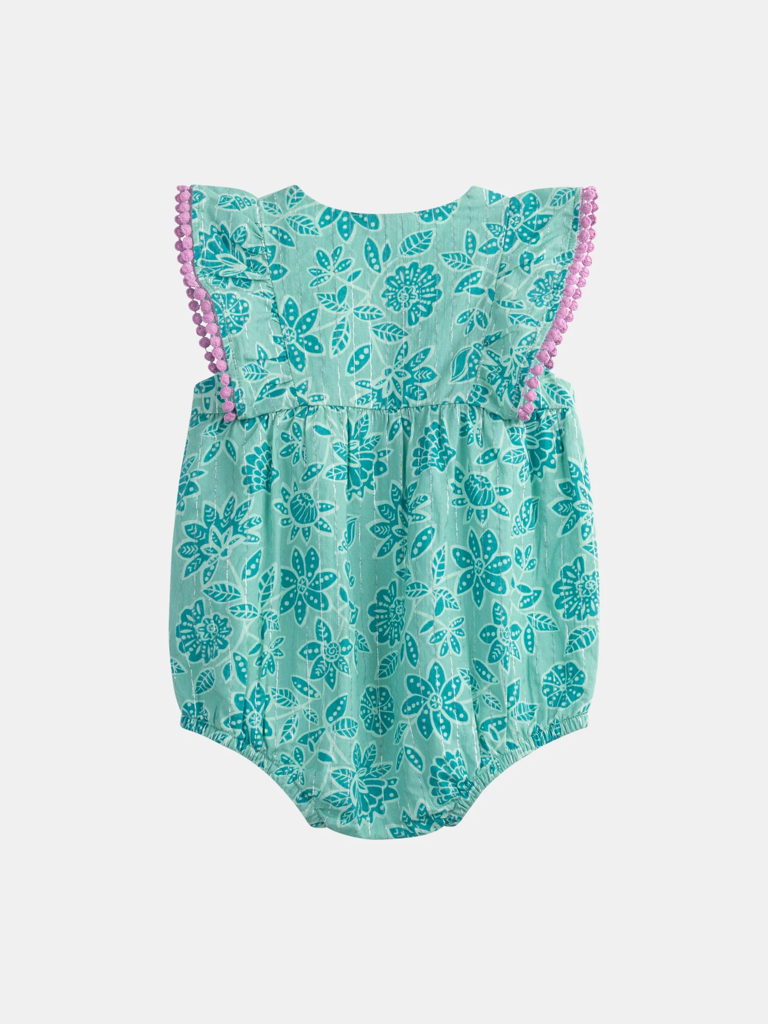 Barboteuse vert d'eau à volants pour bébé fille - Image 3