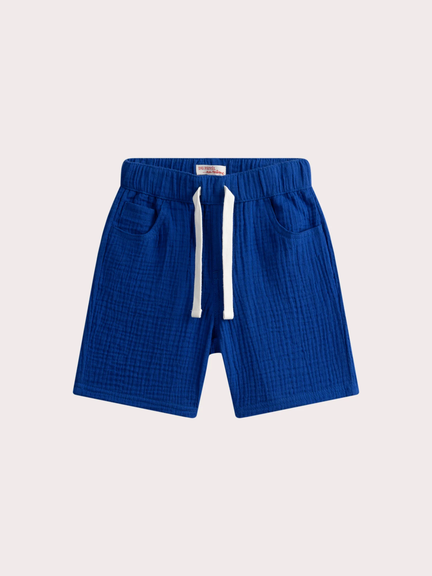 Bermuda bleu en gaze de coton