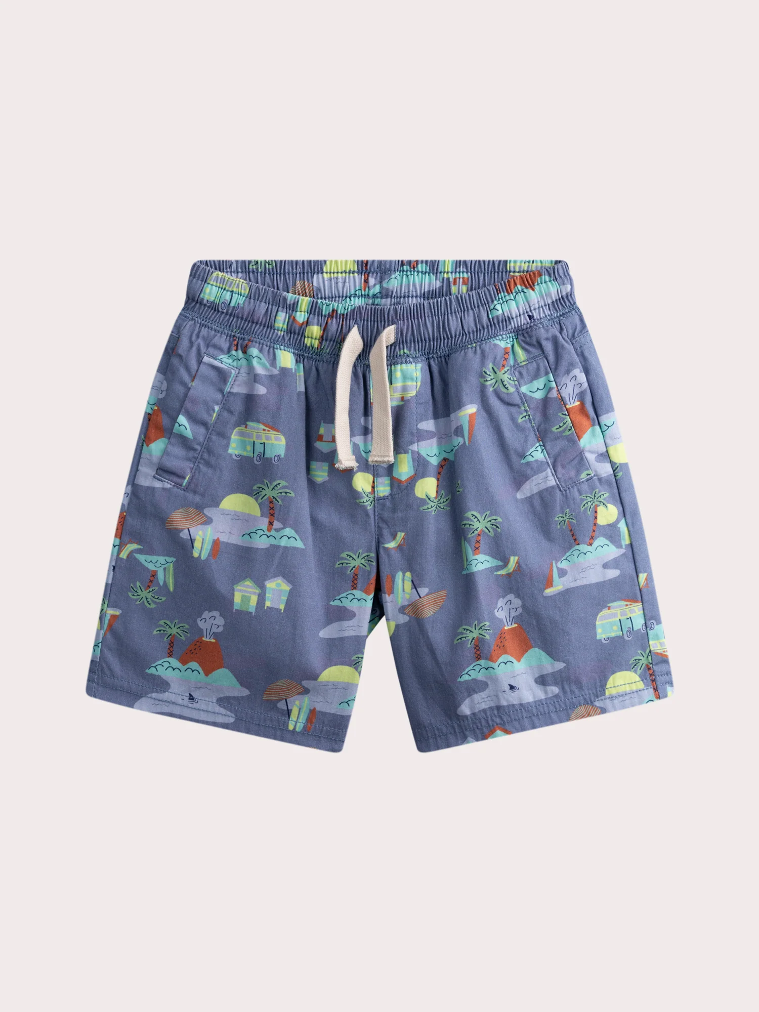 Bermuda bleu gris imprimé en toile
