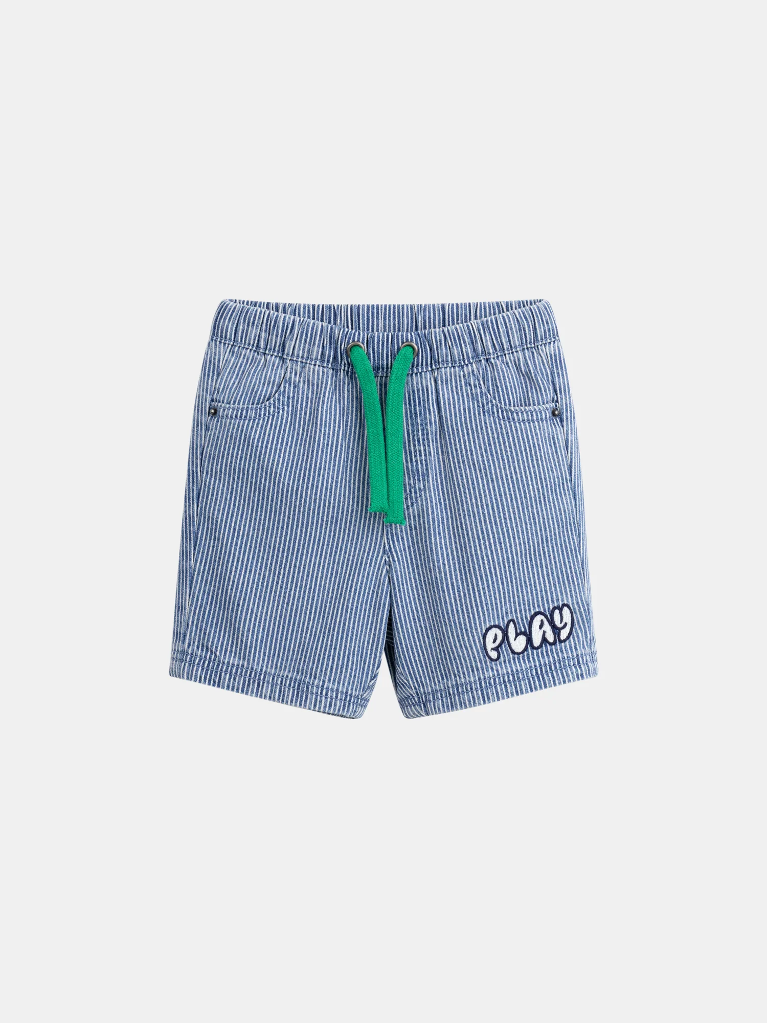 Bermuda en denim rayé "Play" Bleu et Écru pour bébé garçon