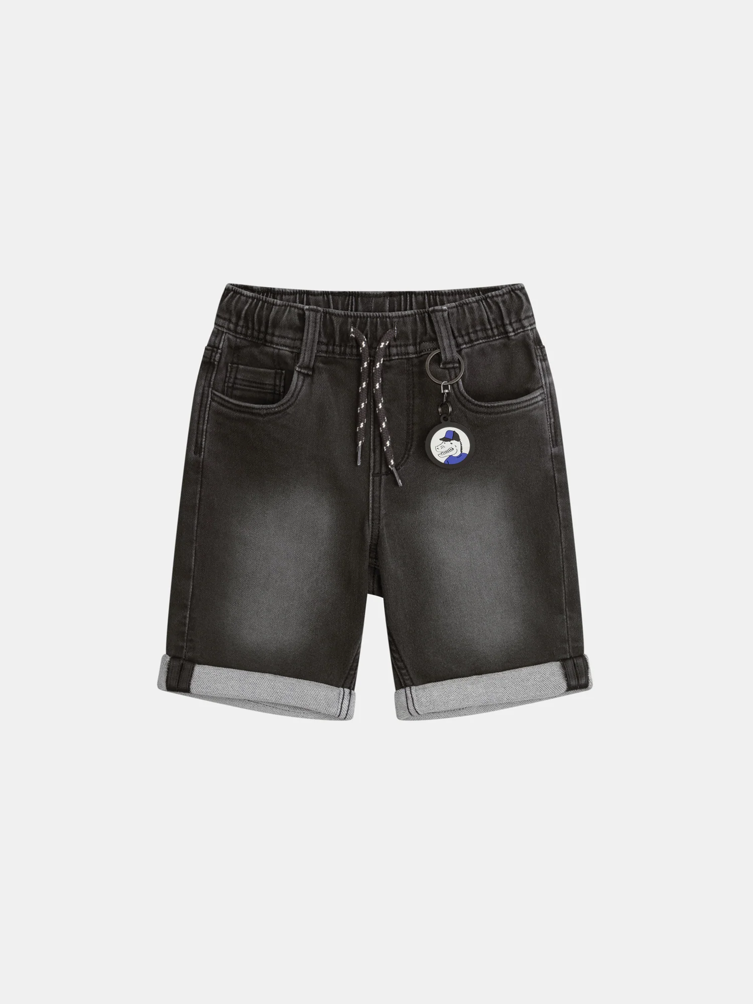 Bermuda en denim gris et porte clefs pour garçon