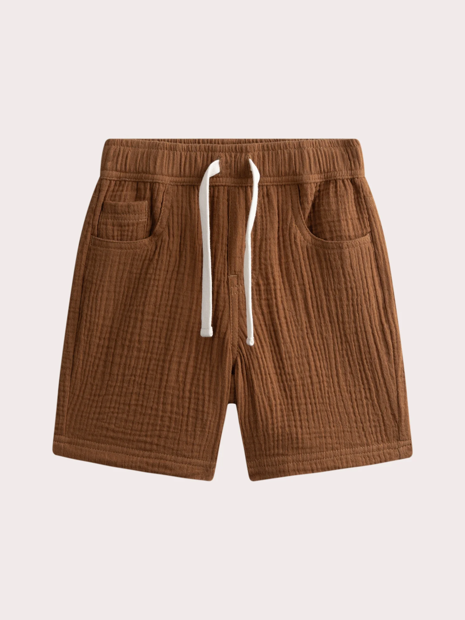 Bermuda marron en gaze de coton