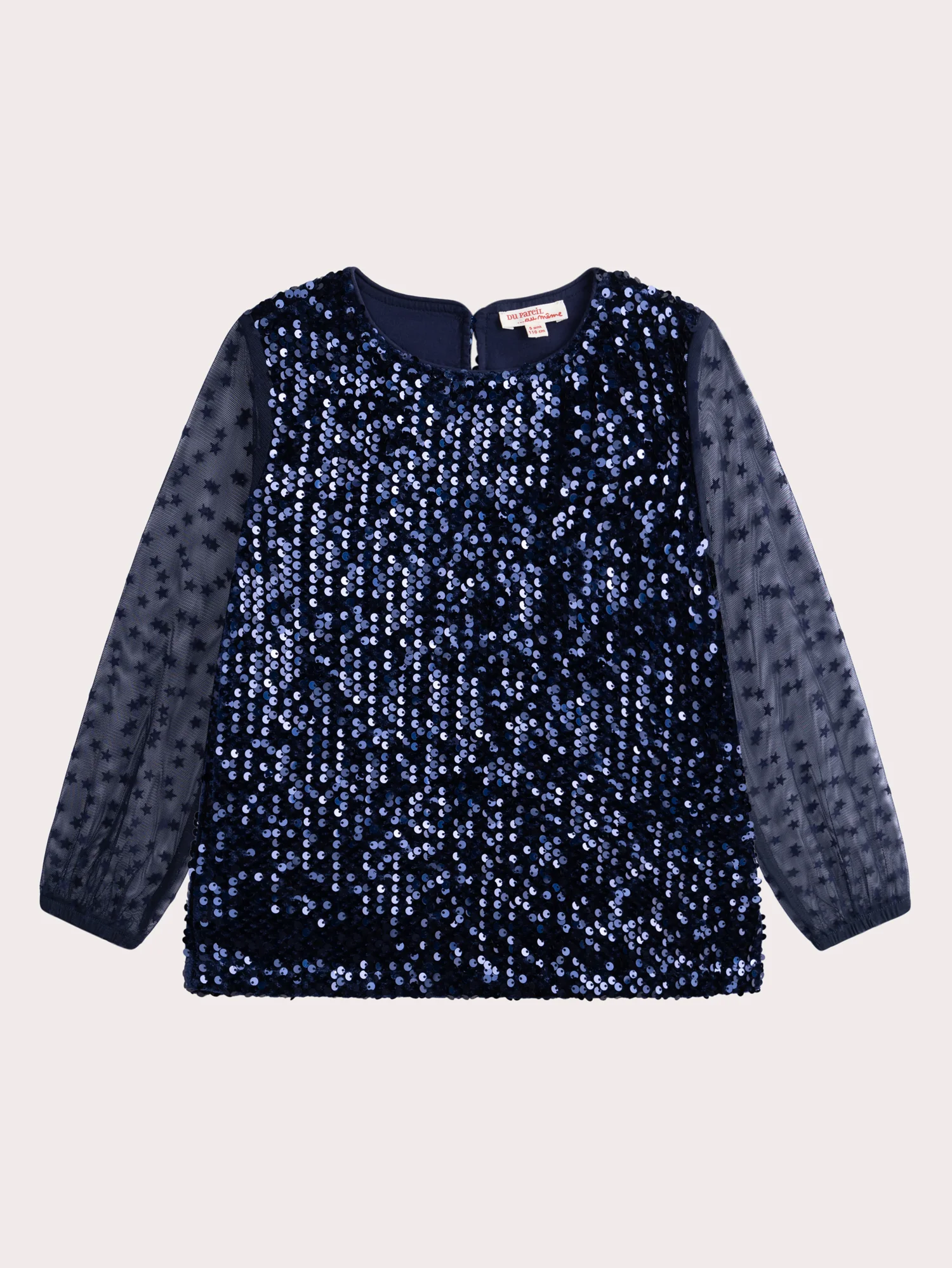 Blouse en sequins avec manches en organza pour fille