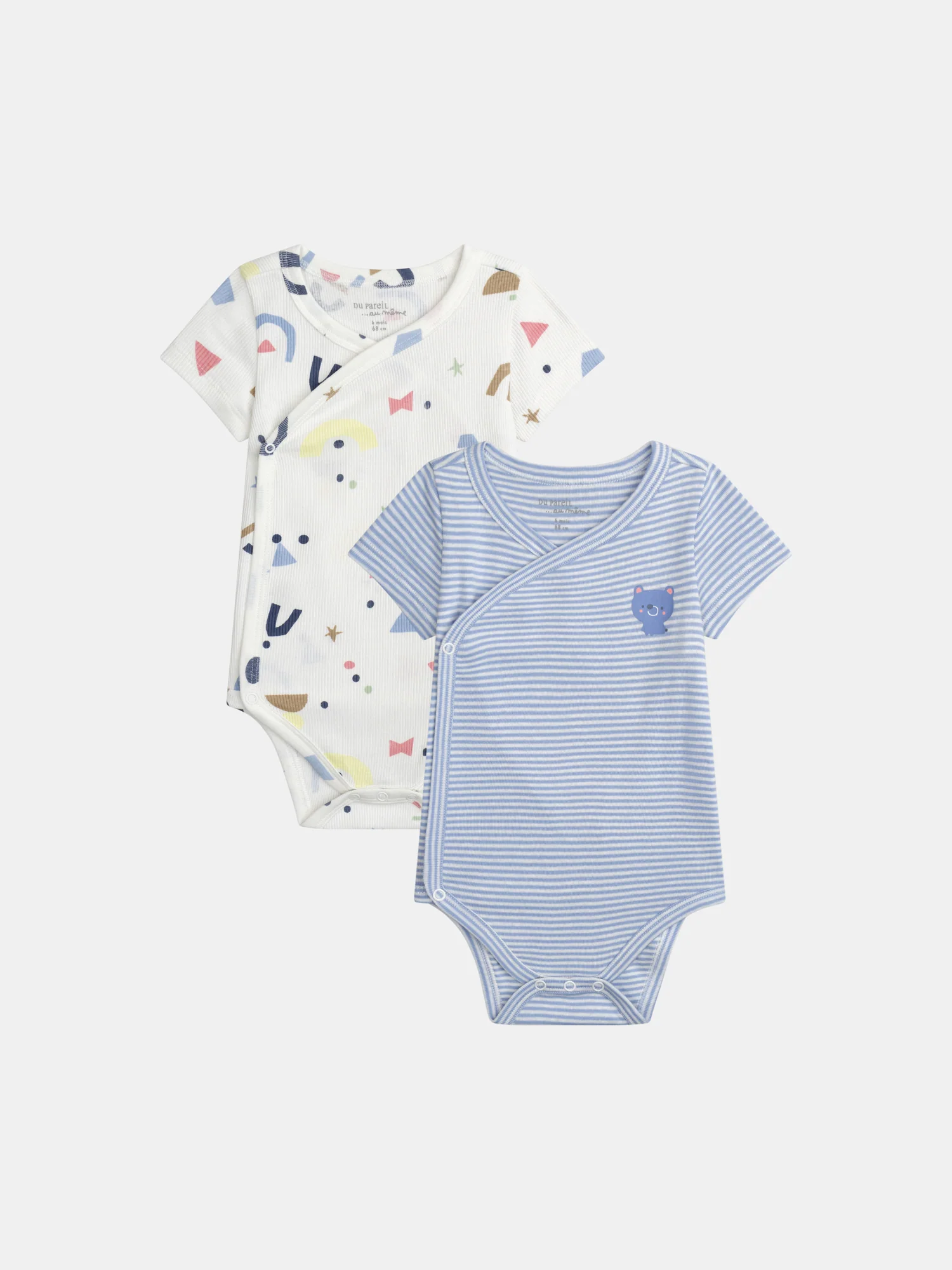Lot de deux bodies imprimé fantaisie pour bébé garçon