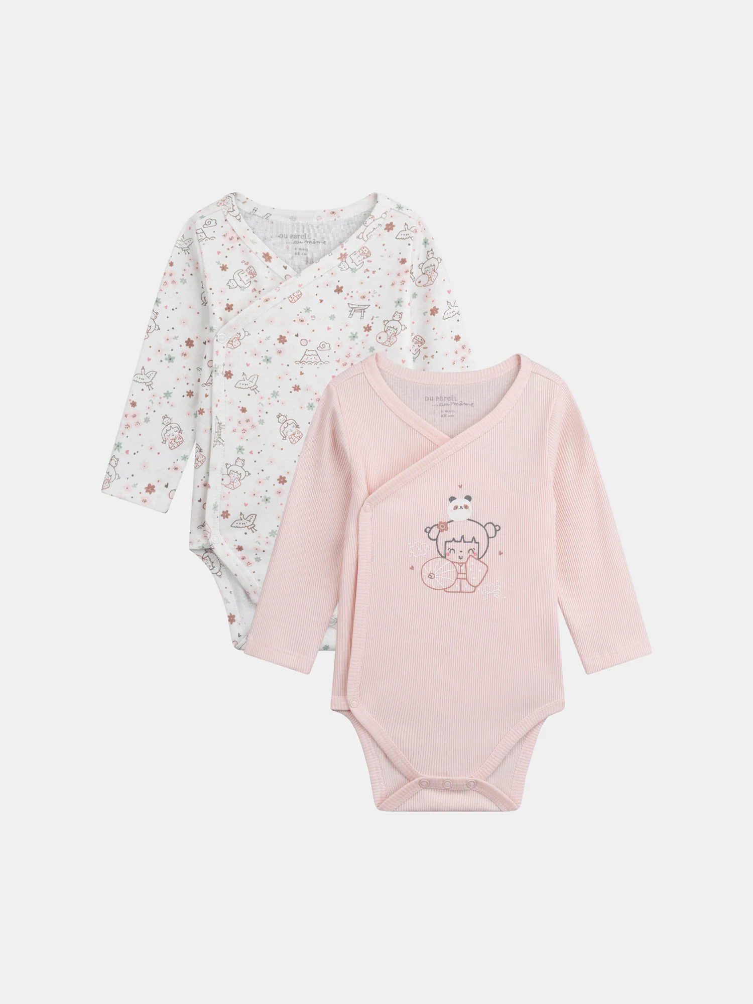 Lot de 2 bodies imprimé fantaisie pour bébé fille
