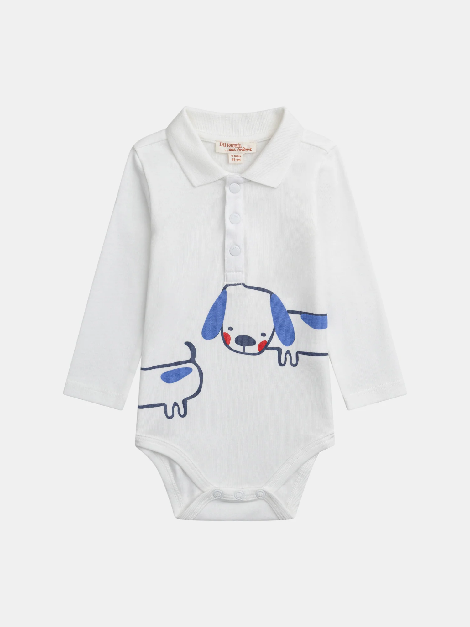 Body écru à col polo avec motif "Petit Chien" bébé garçon