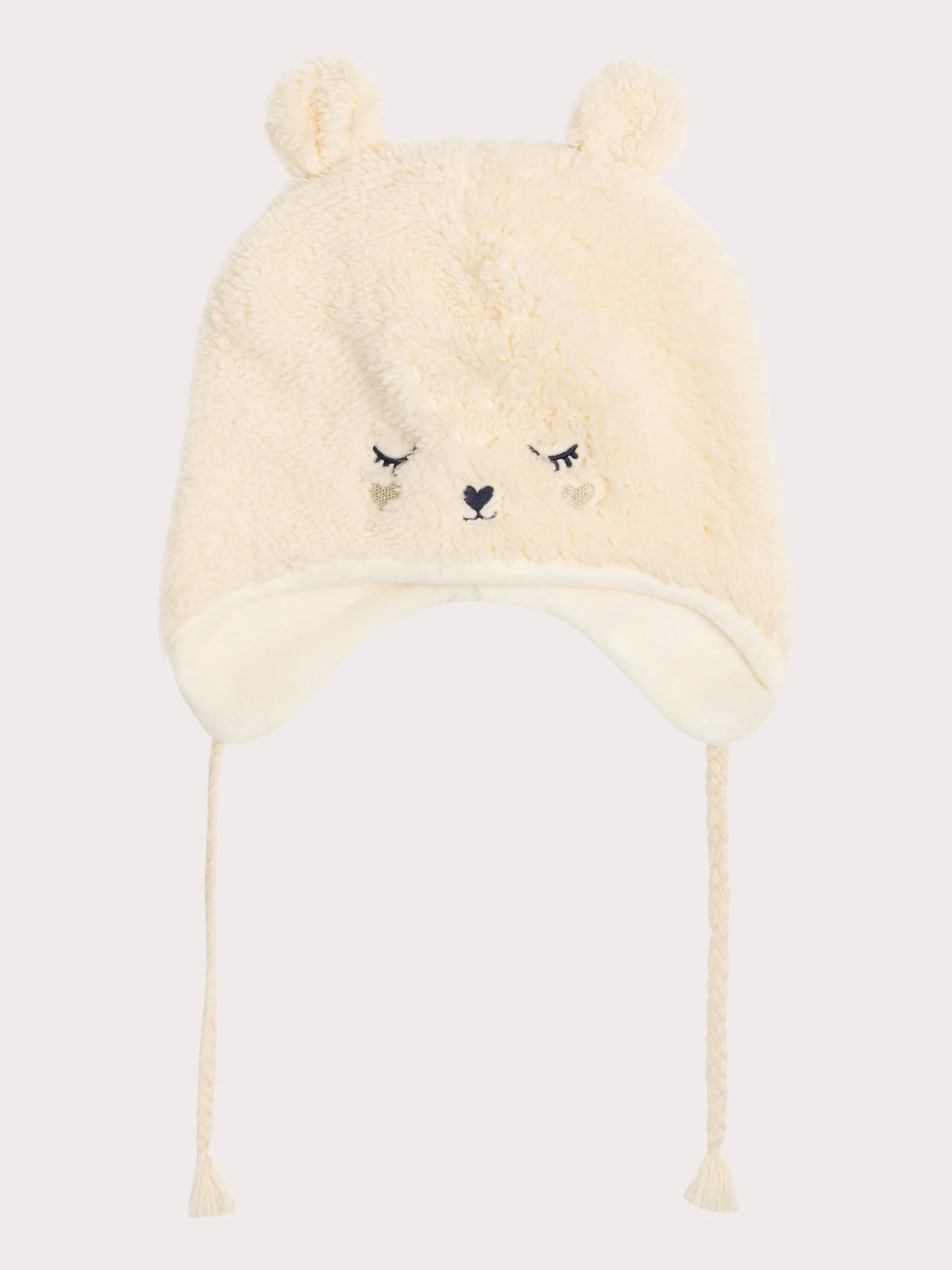 Bonnet beige à oreilles pour bébé fille