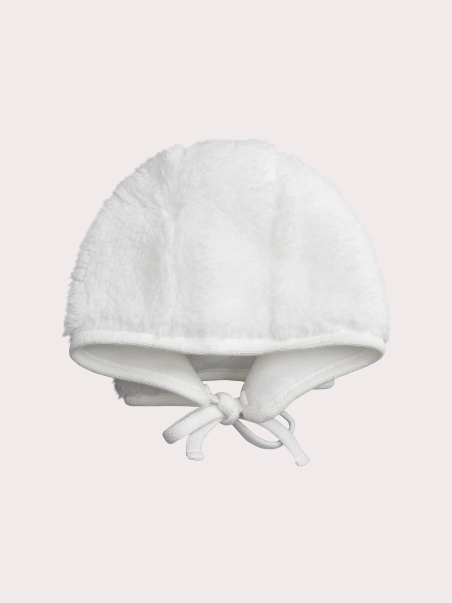 Bonnet blanc de naissance en sherpa