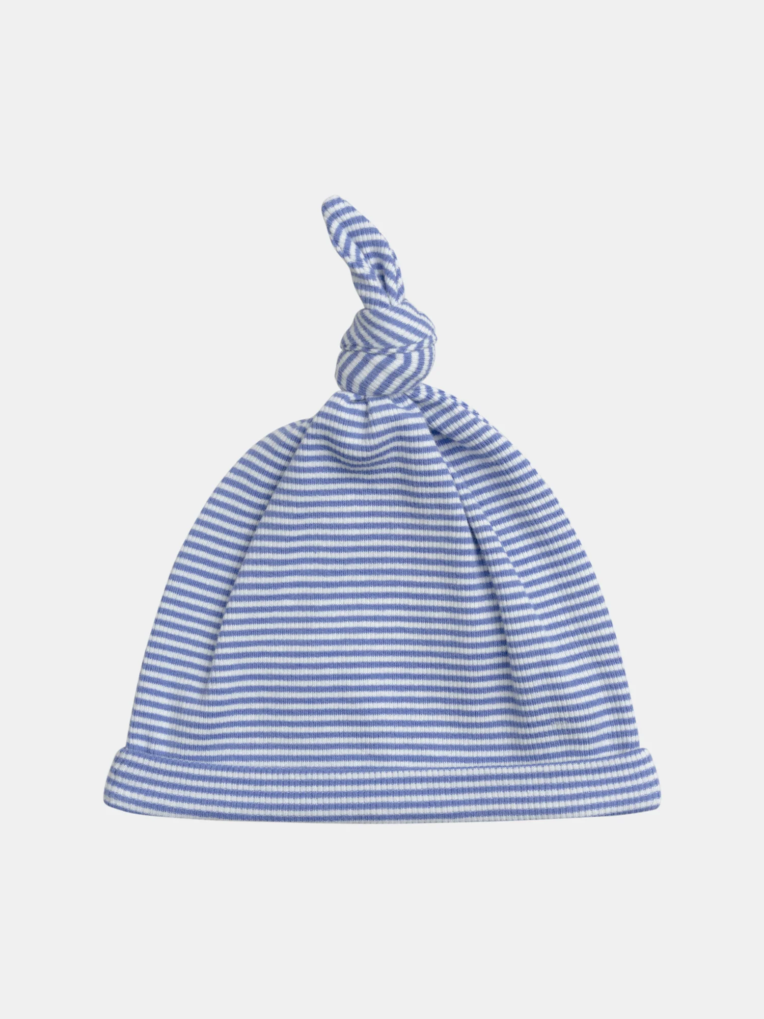 Bonnet de naissance à rayures bleues