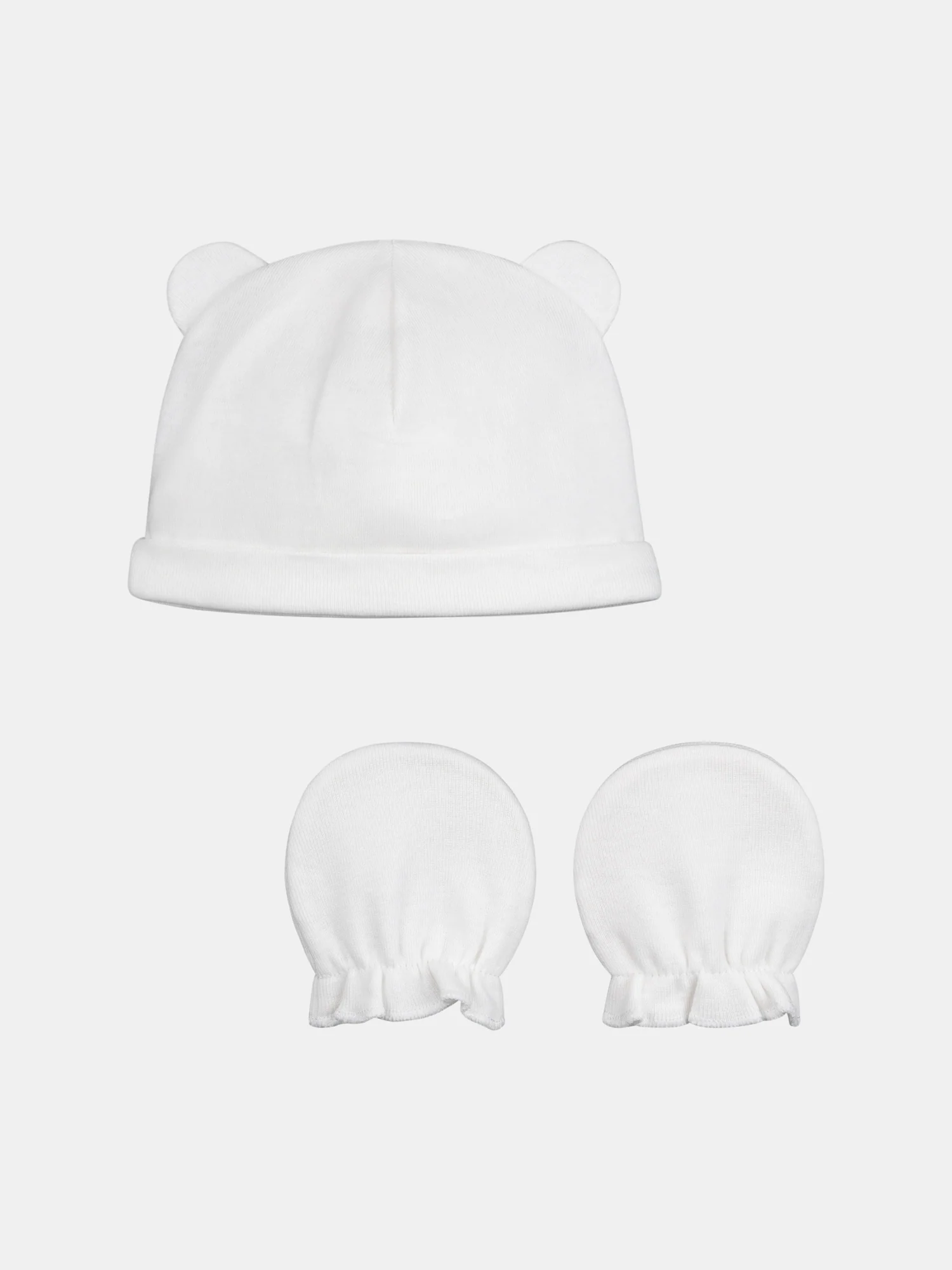 Lot bonnet et moufles de naissance