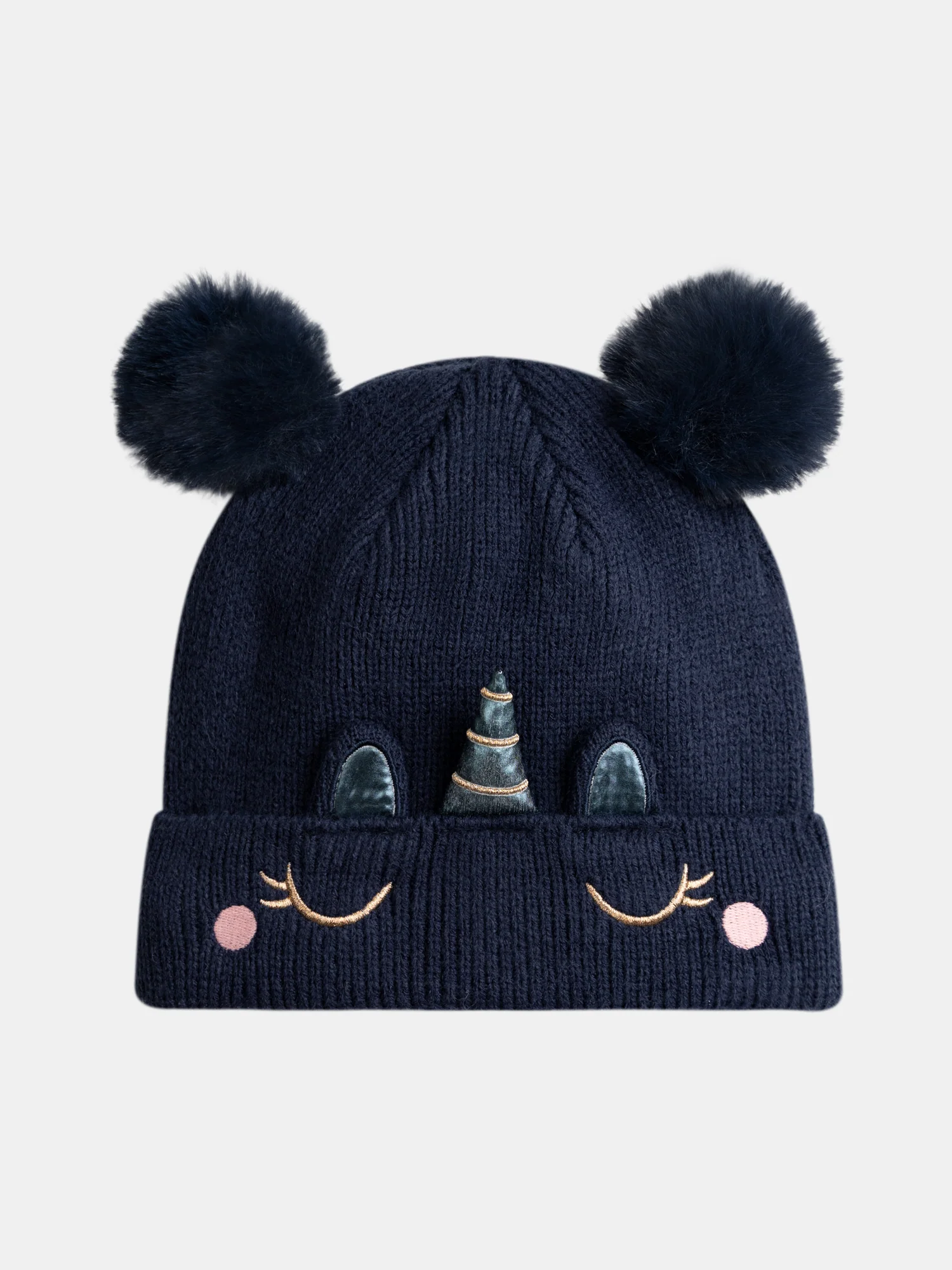 Bonnet marine à motif licorne pour fille
