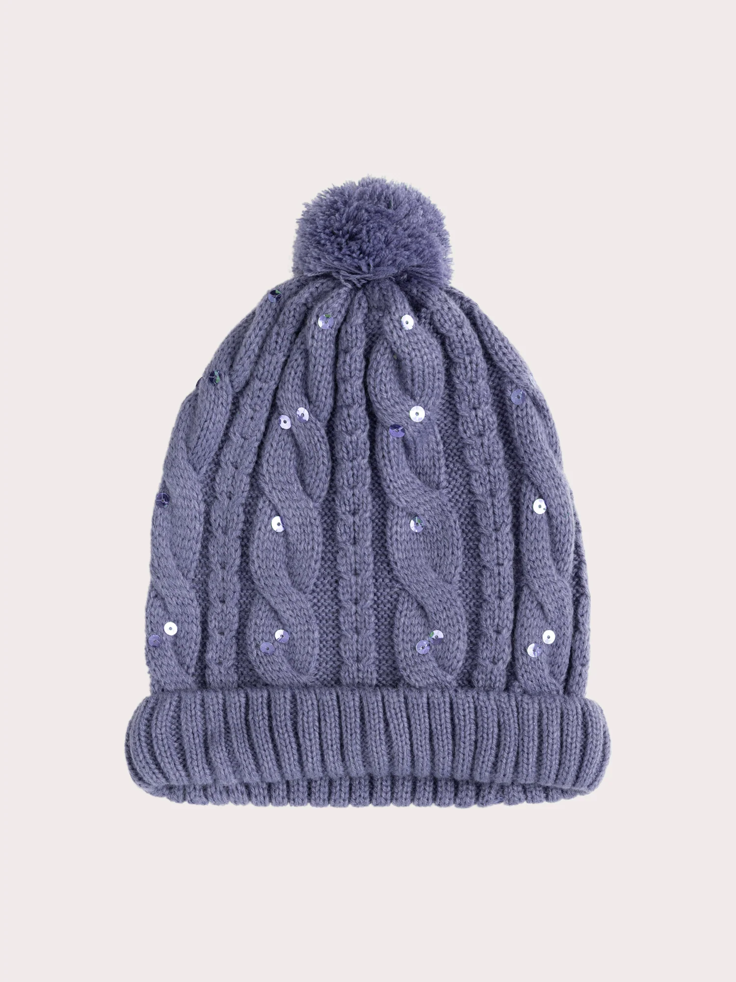 Bonnet violet à sequins pour fille