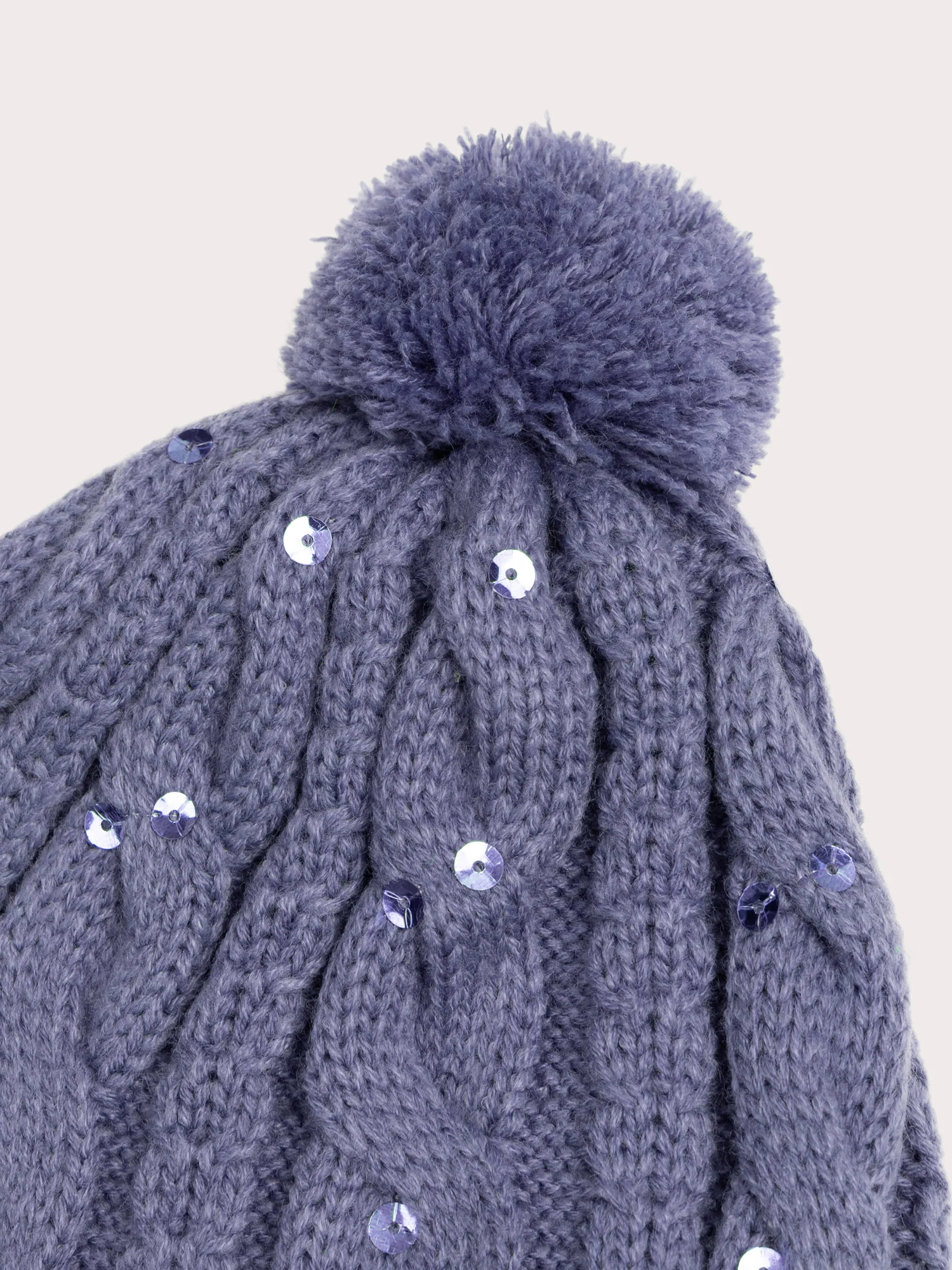Bonnet violet à sequins pour fille - Image 2