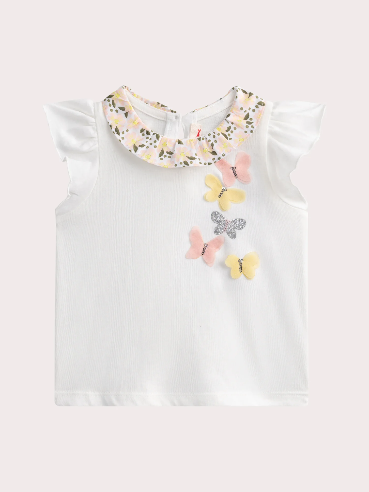 Brassière à col en voile écru bébé fille