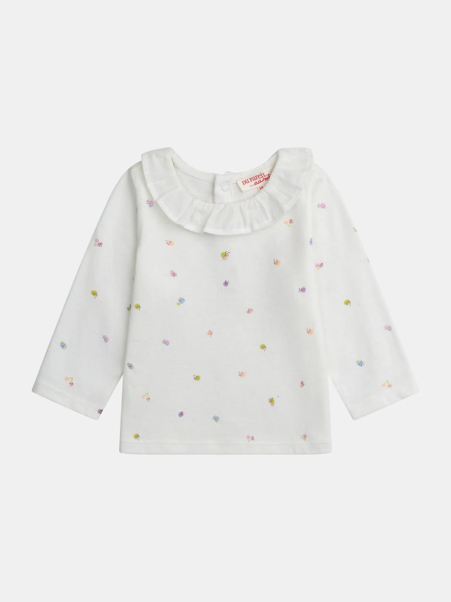 Brassière à col volanté écrue avec imprimé fruit pour bébé fille