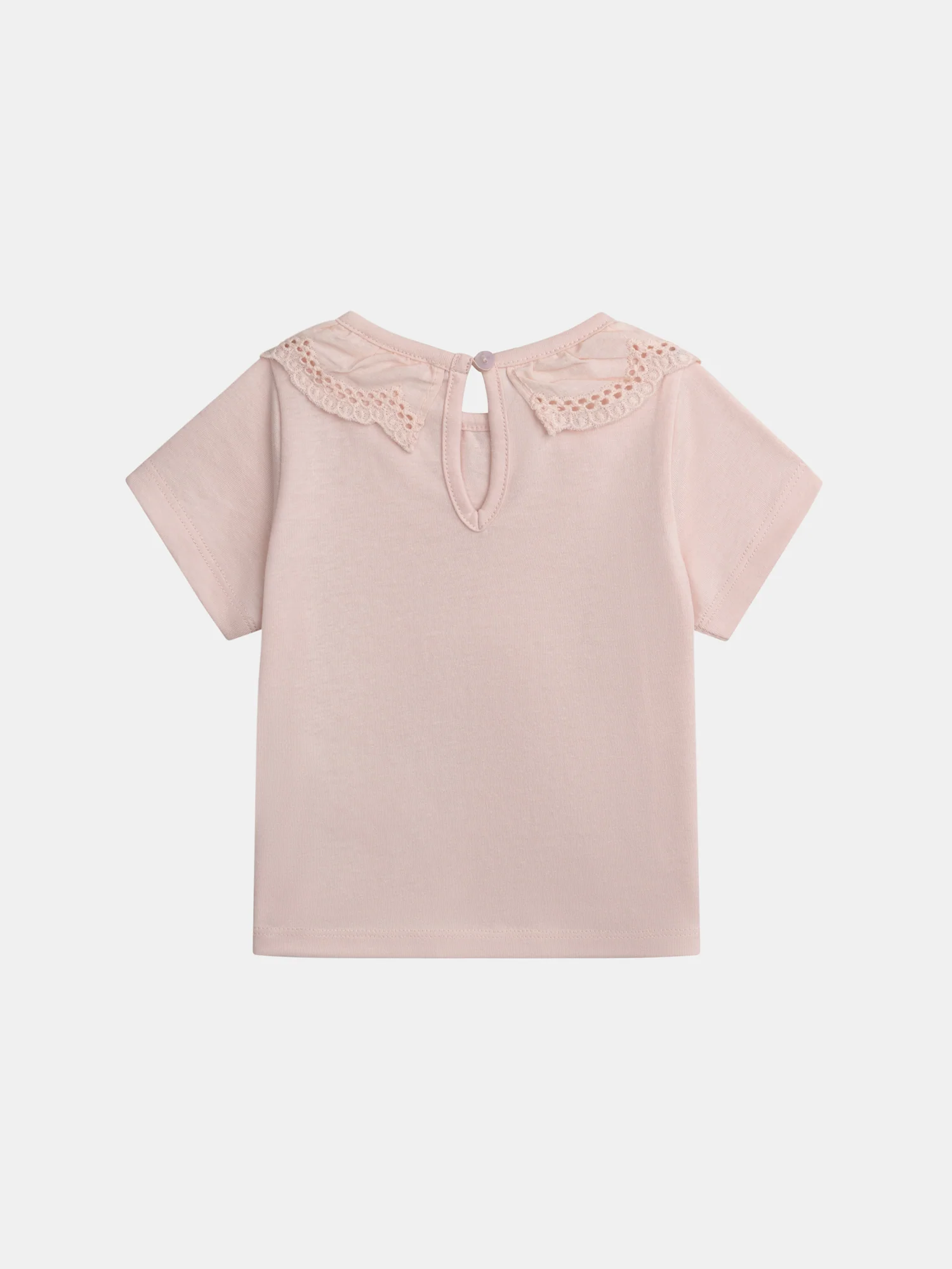 Brassière rose poudré à col brodé et volanté pour bébé fille - Image 3