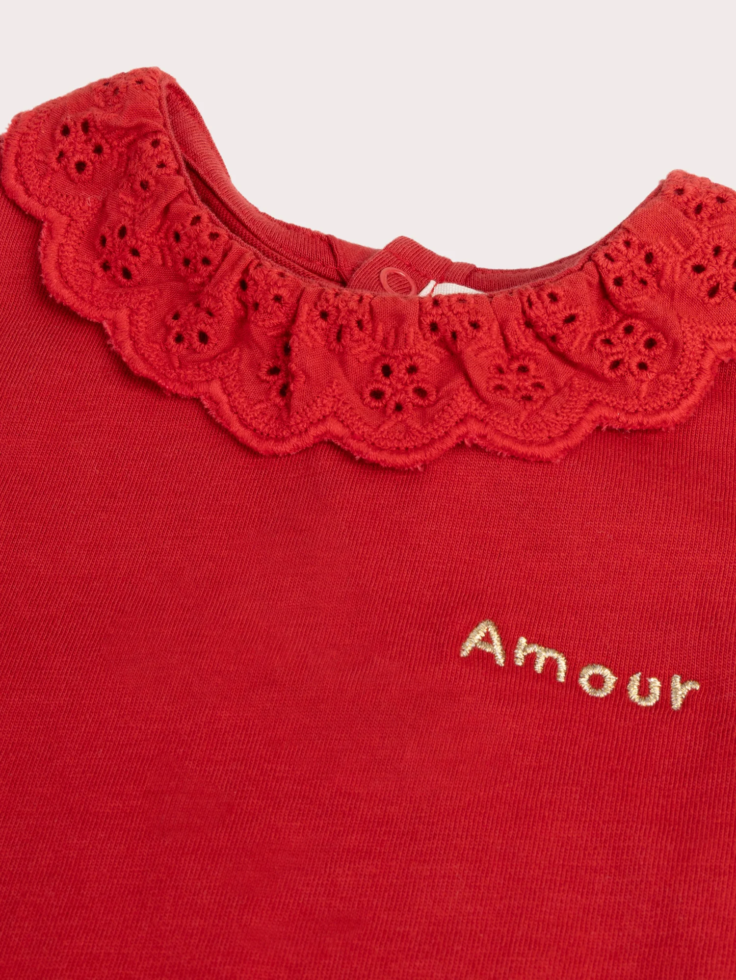 Brassière rouge manches courtes pour bébé fille - Image 2