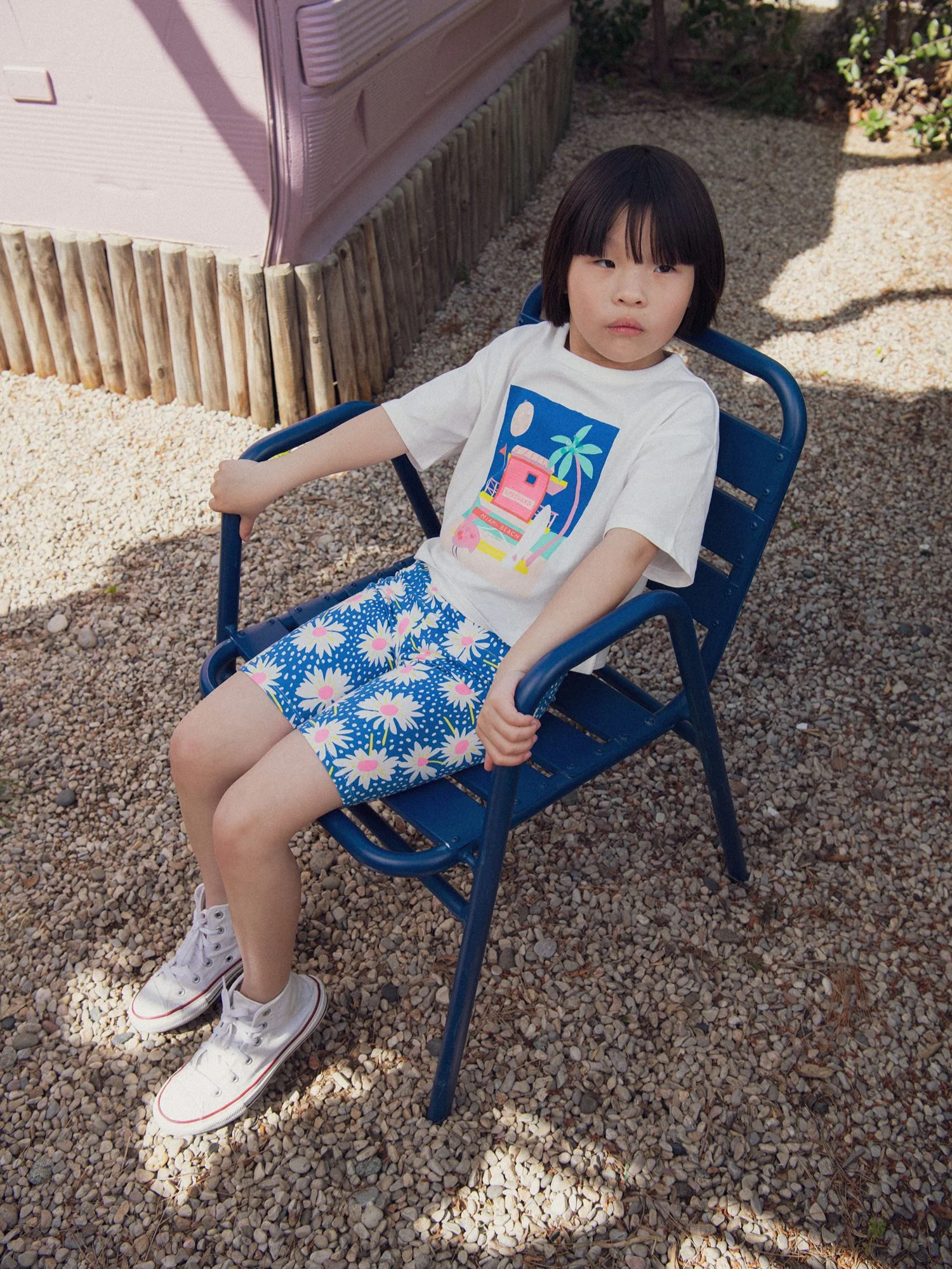 Cycliste bleu à fleurs pour fille - Image 3