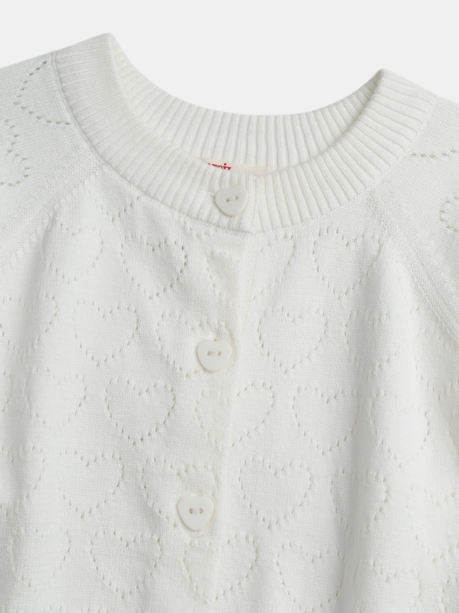 Cardigan blanc cassé ajourée  coeur pour fille - Image 5