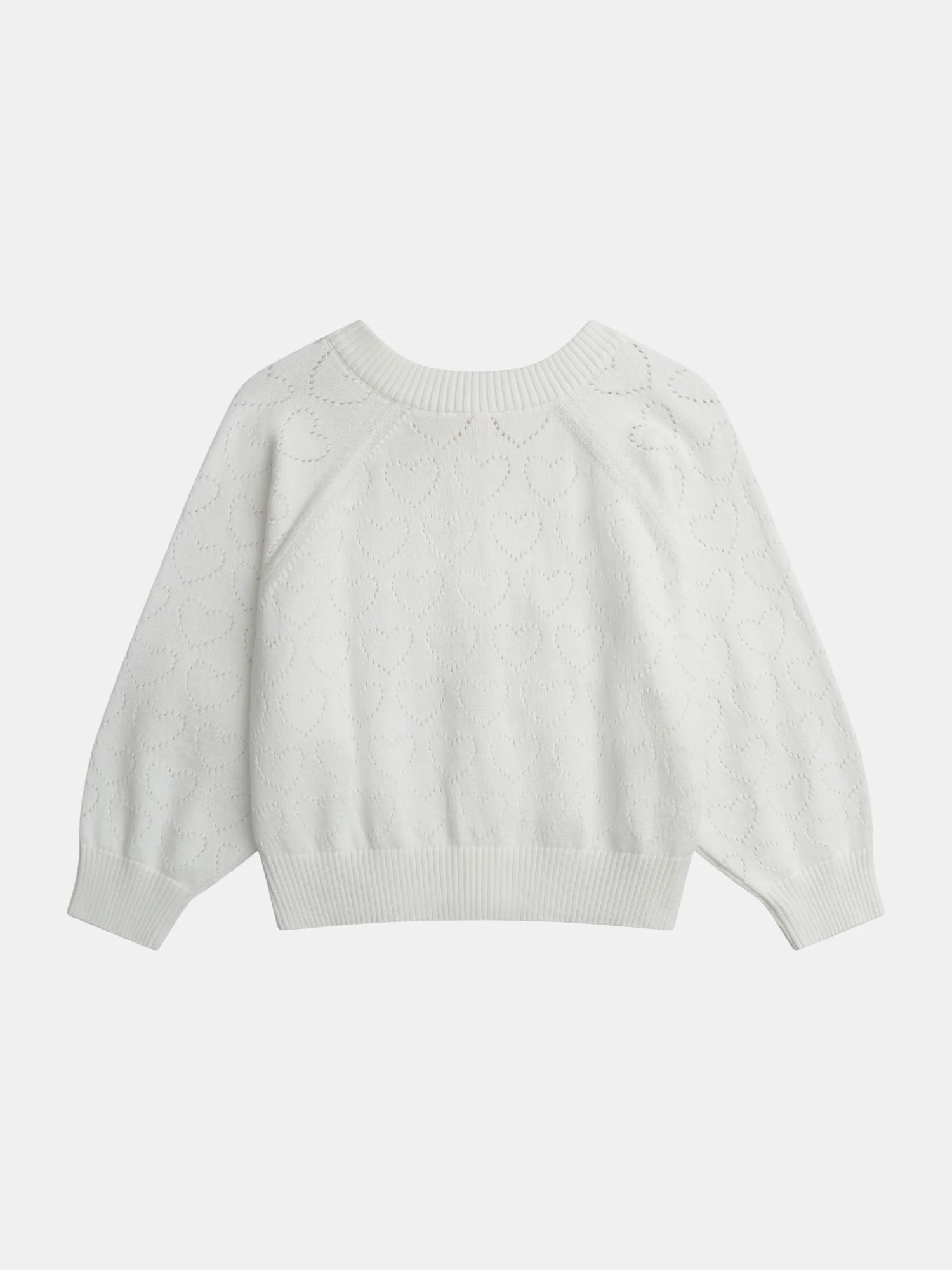 Cardigan blanc cassé ajourée  coeur pour fille - Image 6