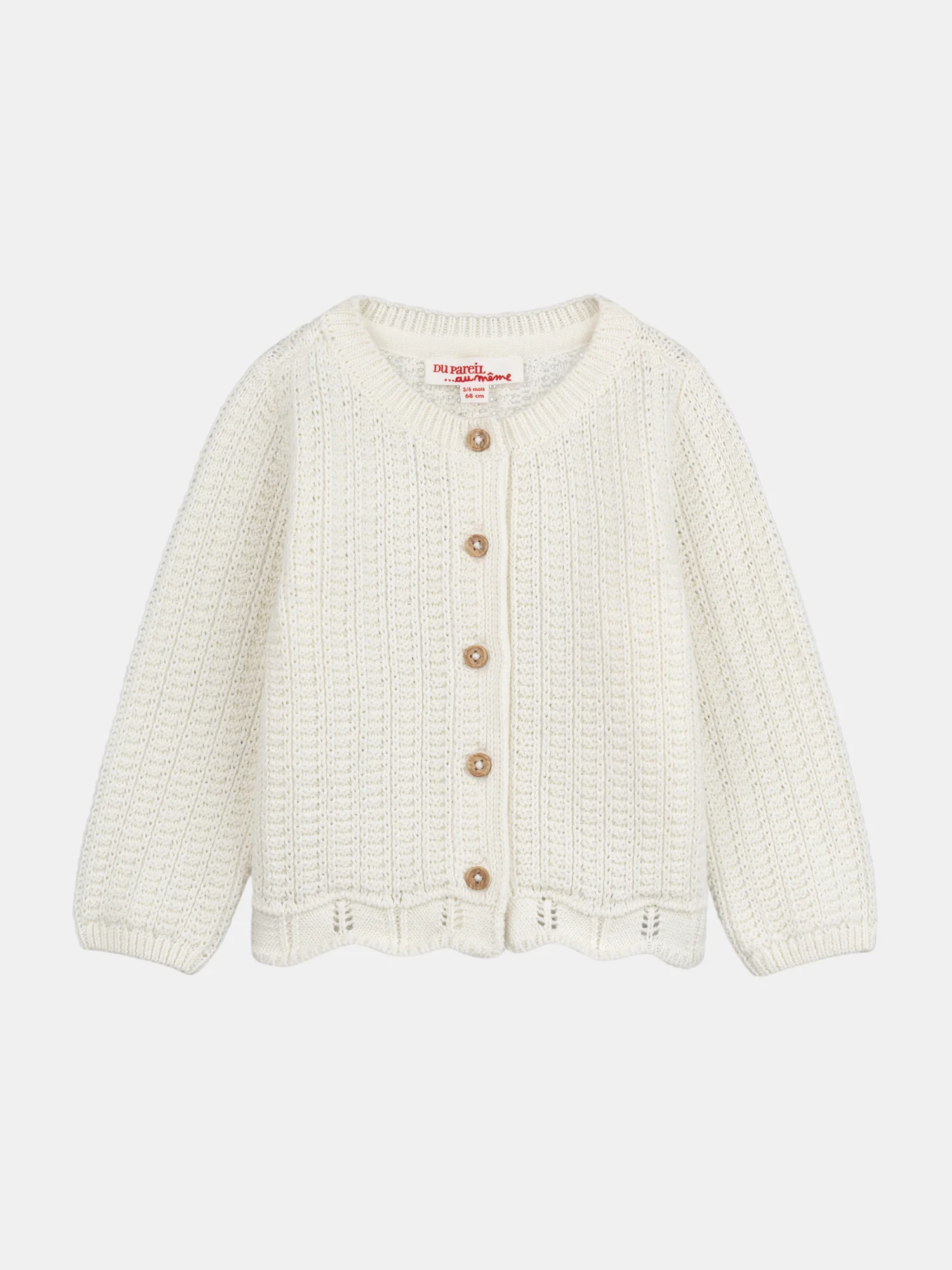 Cardigan écru en maille fantaisie pour bébé fille