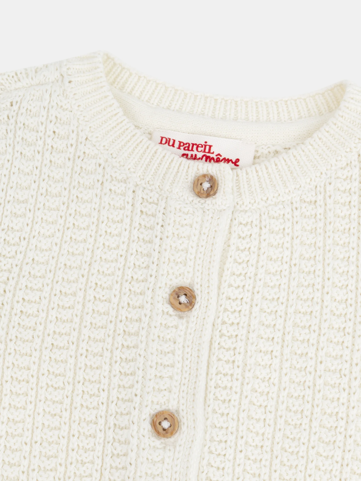 Cardigan écru en maille fantaisie pour bébé fille - Image 2