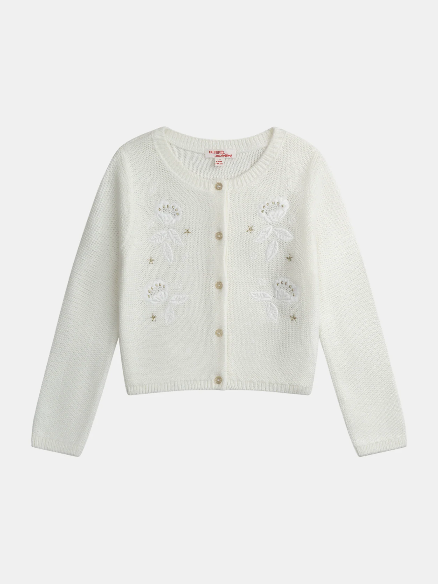 Cardigan écru à broderies pour fille