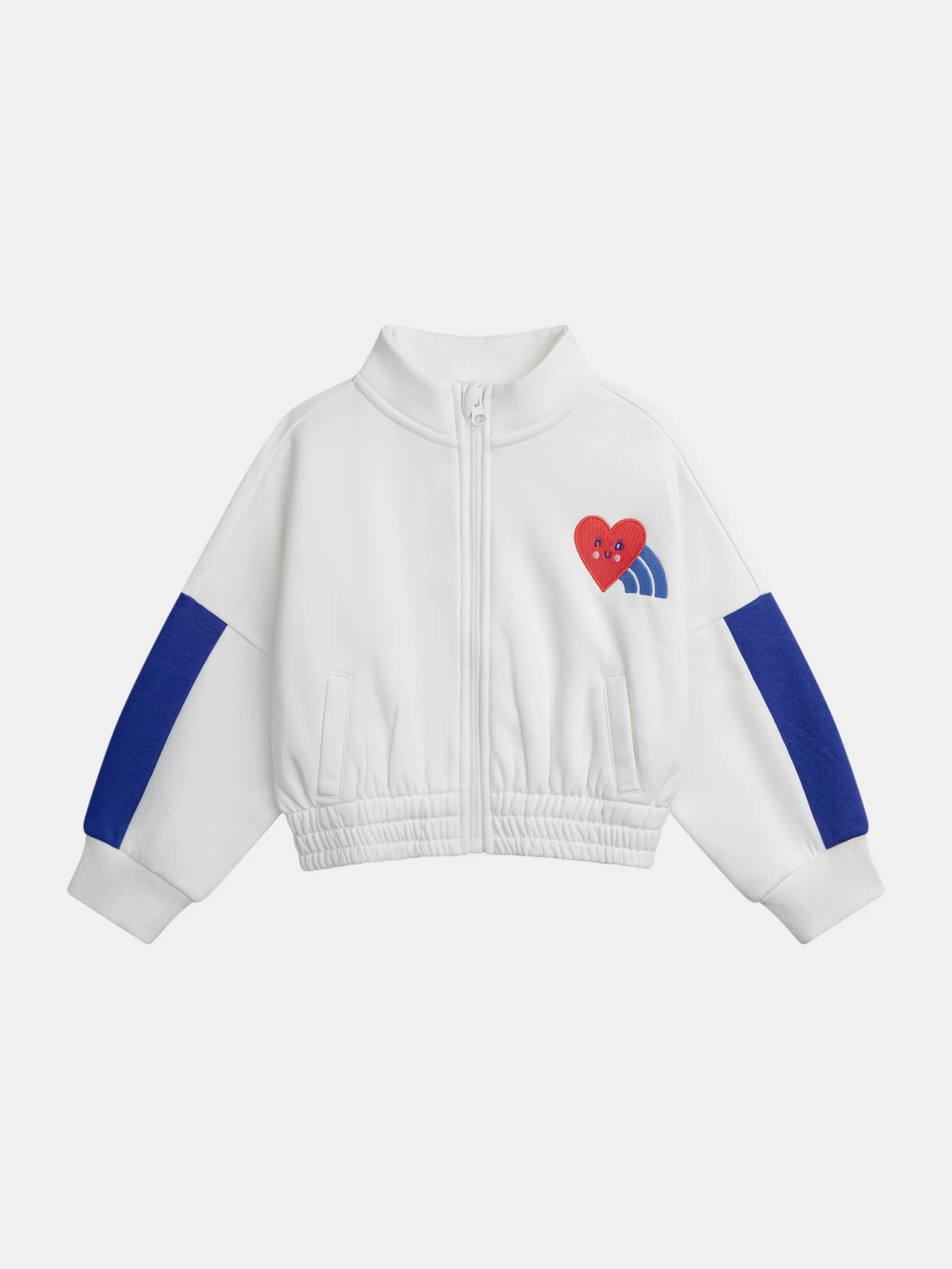 Cardigan écru zippé avec badge poitrine pour fille