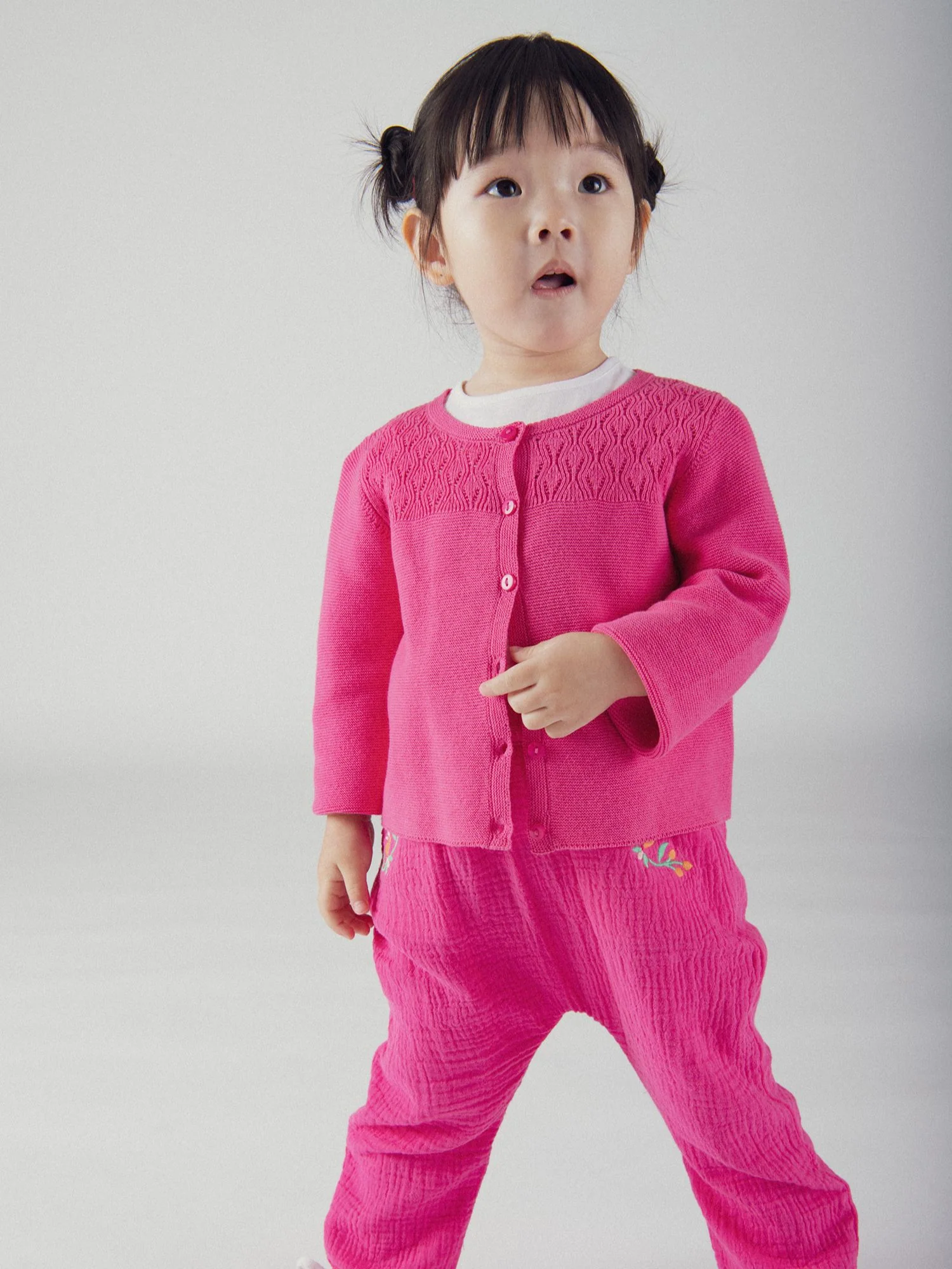 Cardigan en maille fantaisie rose passion pour bébé fille - Image 2