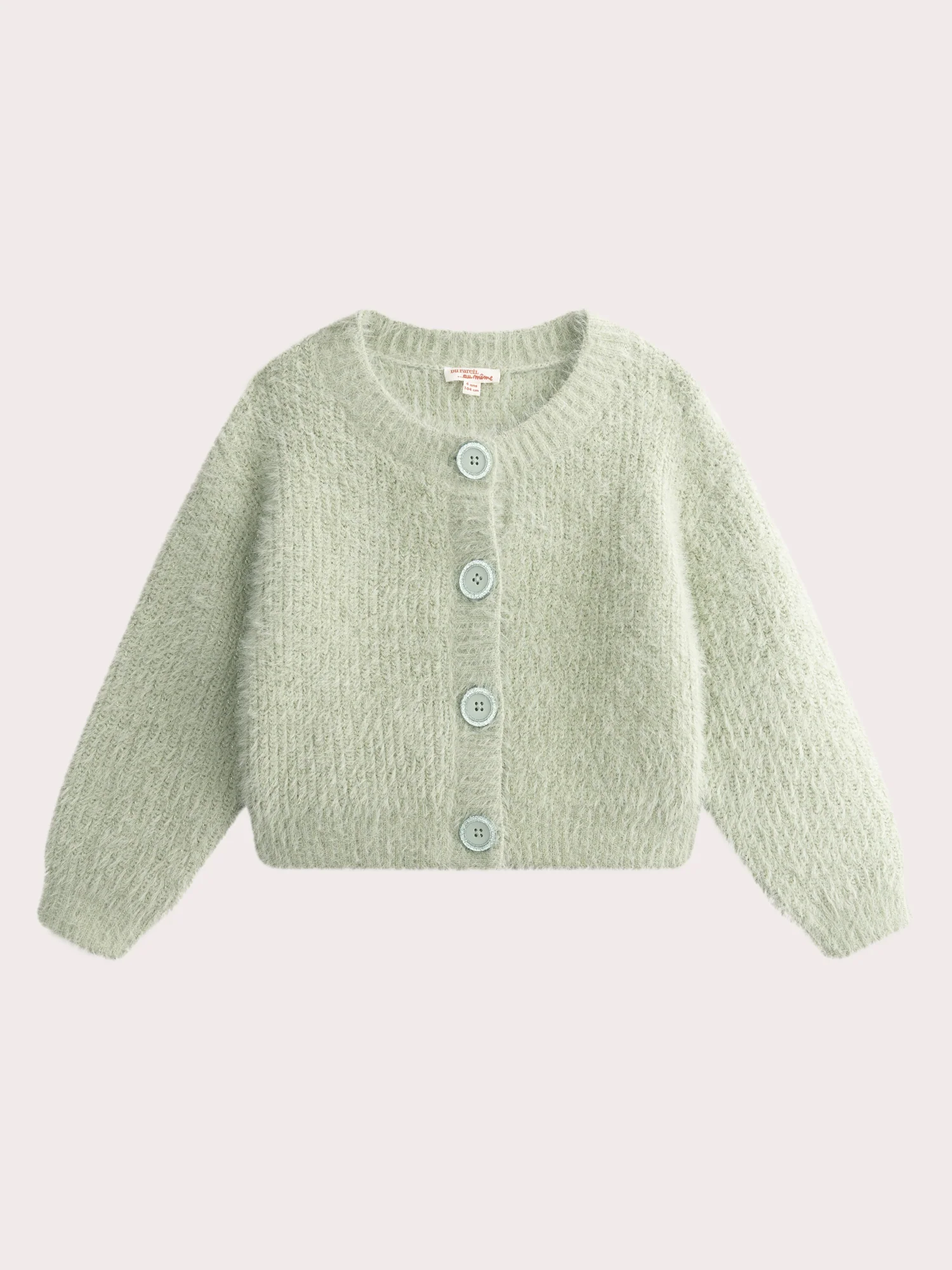 Cardigan en maille plume irisée vert pour fille