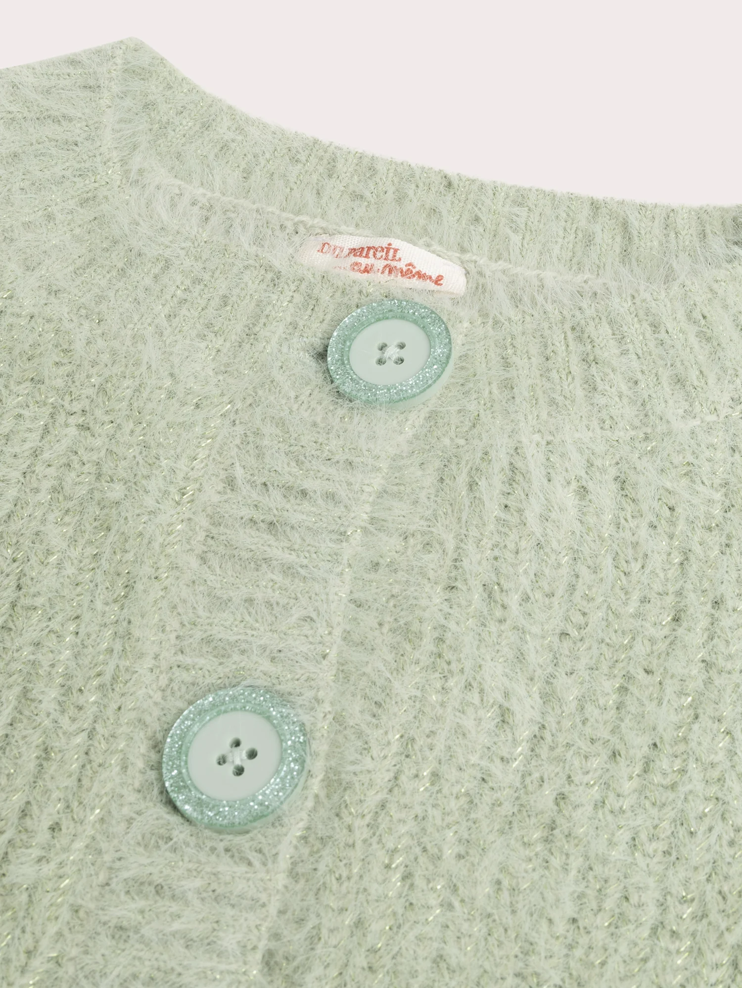 Cardigan en maille plume irisée vert pour fille - Image 2