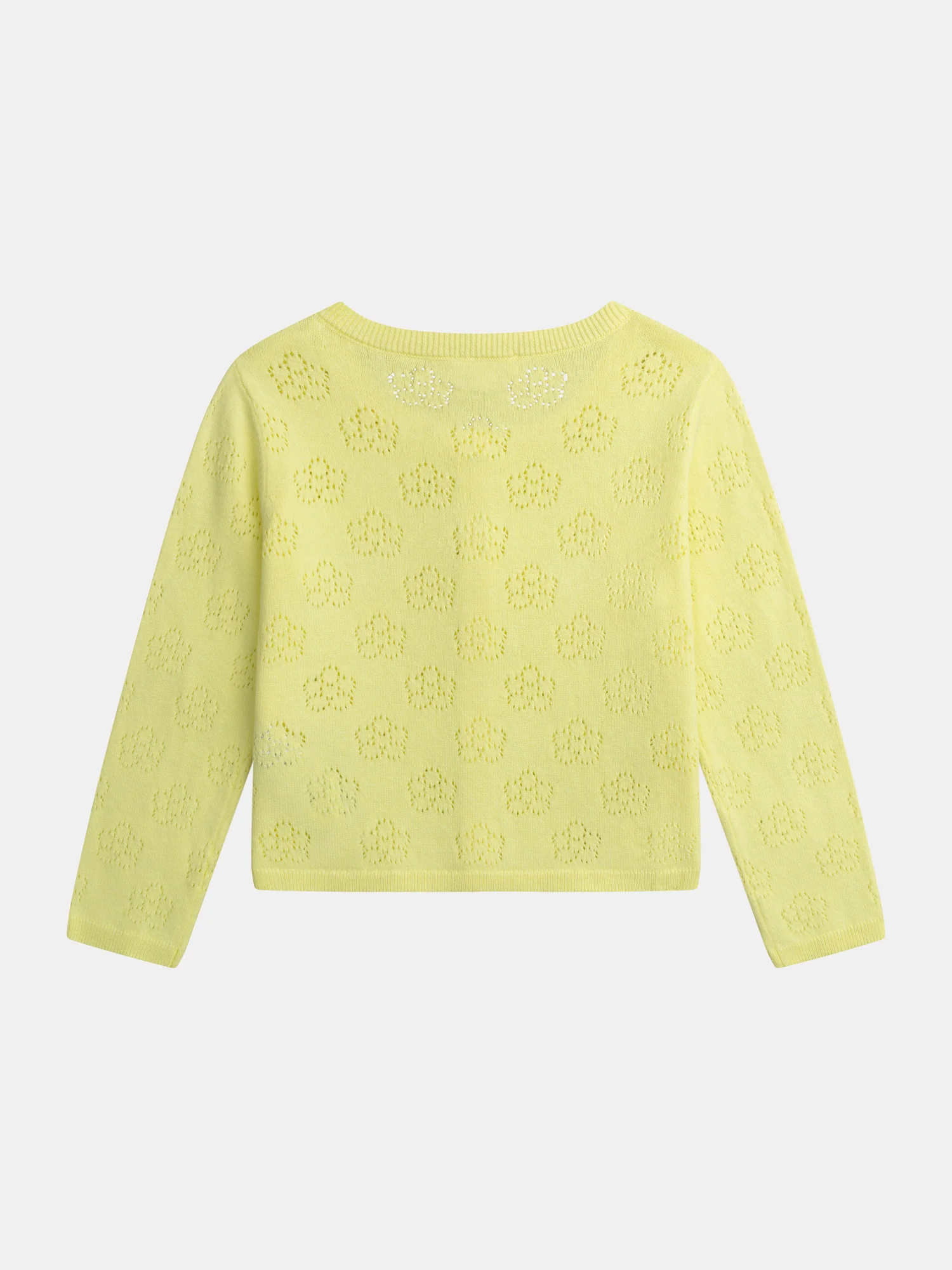Cardigan jaune pâle en pointelle pour fille - Image 3