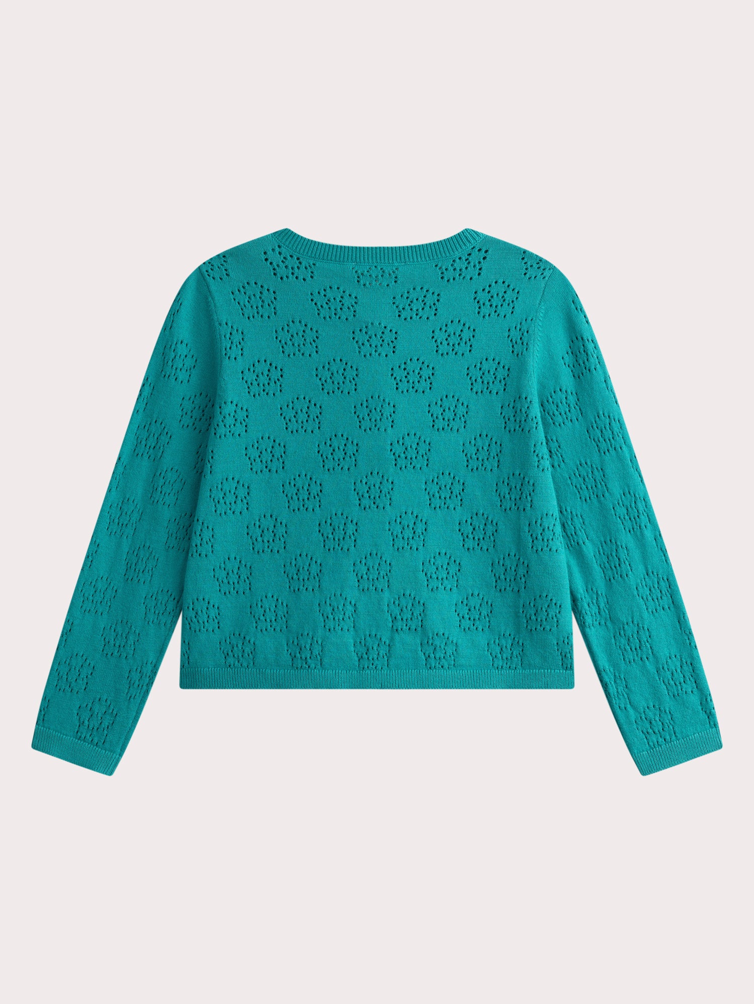 Cardigan manches longues turquoise ajouré - Image 3