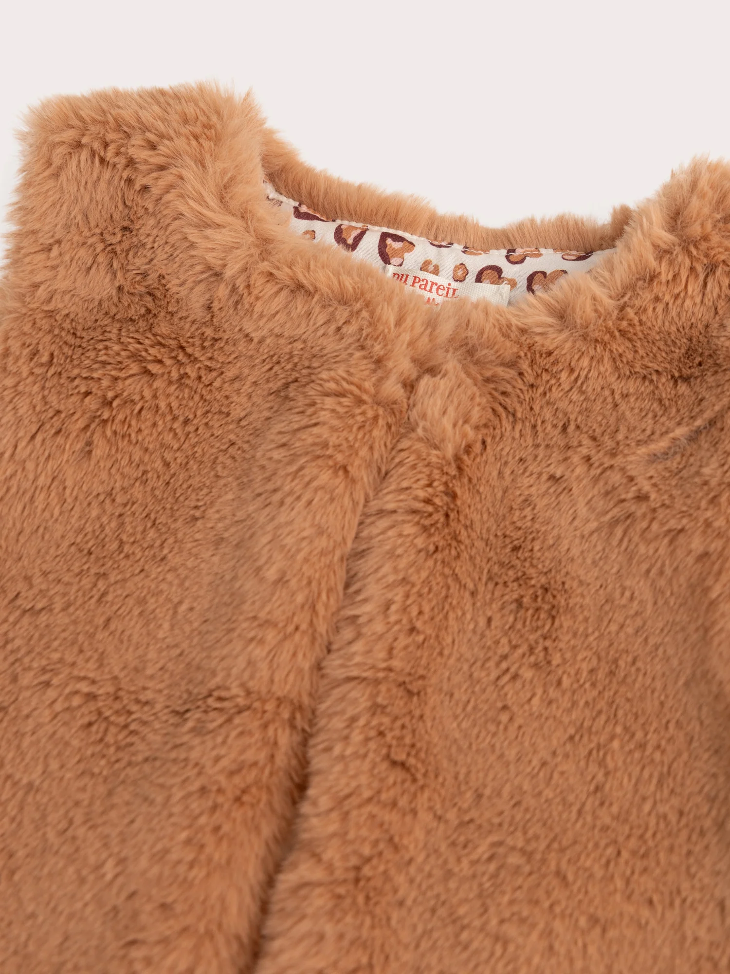Cardigan réversible en fourrure marron pour fille - Image 3