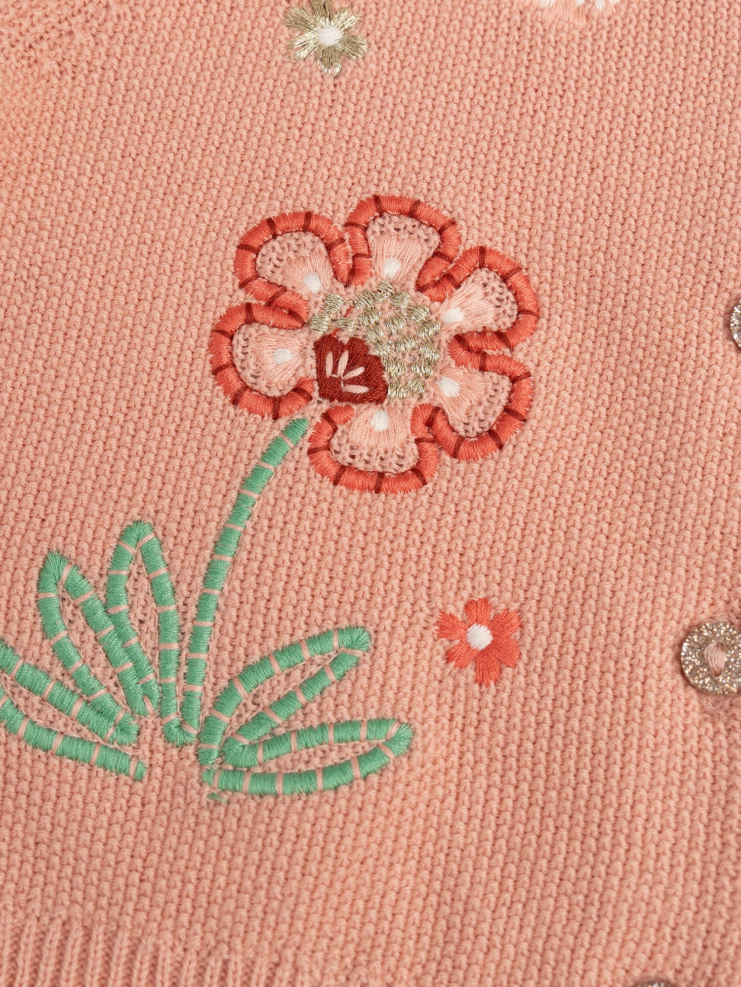 Cardigan rose brodé pour bébé fille - Image 3