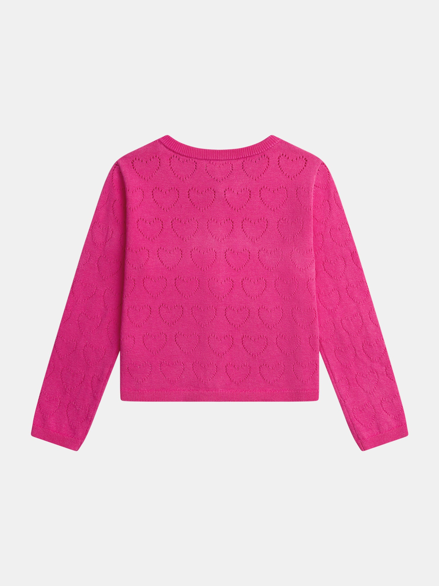 Cardigan rose en pointelle coeur pour fille - Image 5