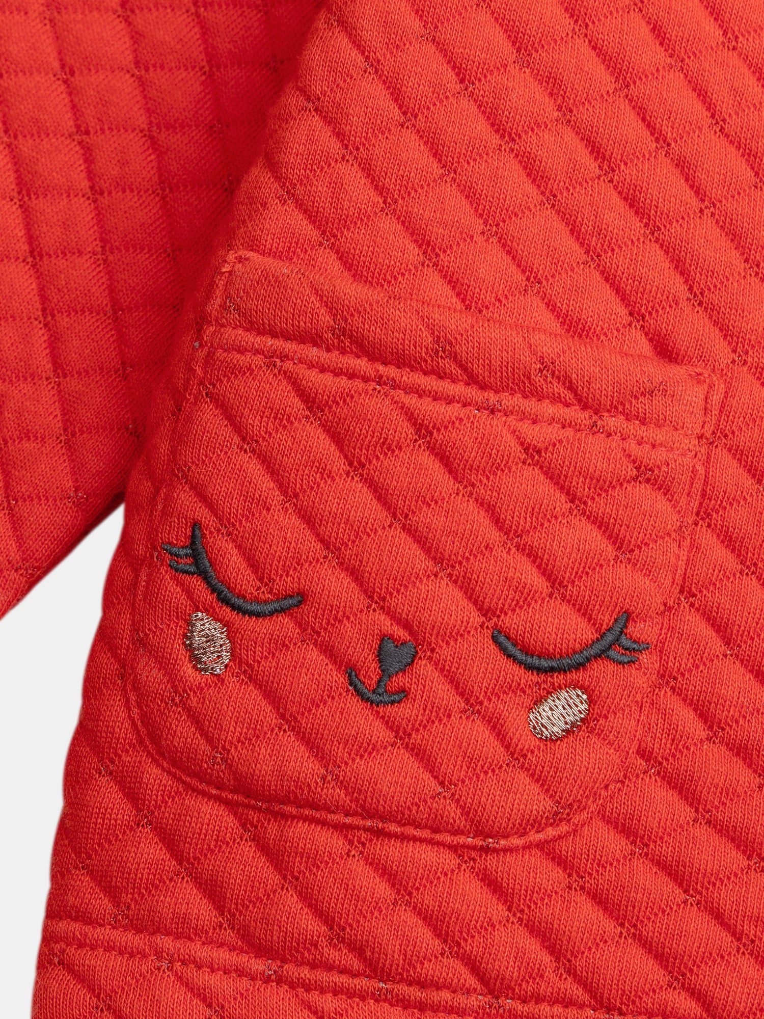 Cardigan matelassé Rouge "Chat" pour bébé fille - Image 2