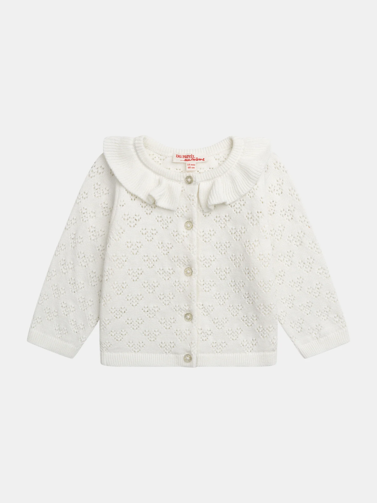 Cardigan Vanille à col volant pour bébé fille
