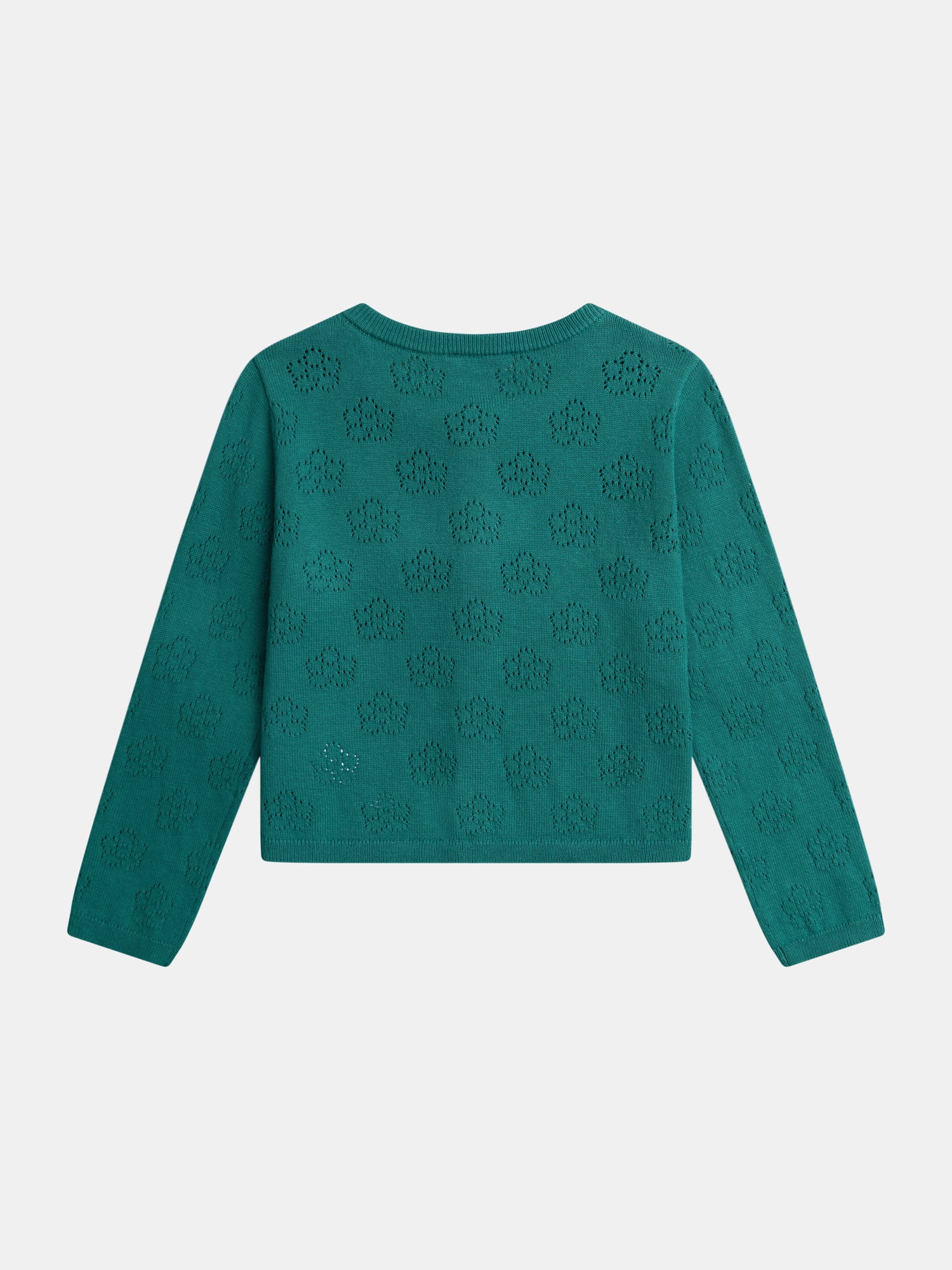 Cardigan vert en pointelle fleur pour fille - Image 5