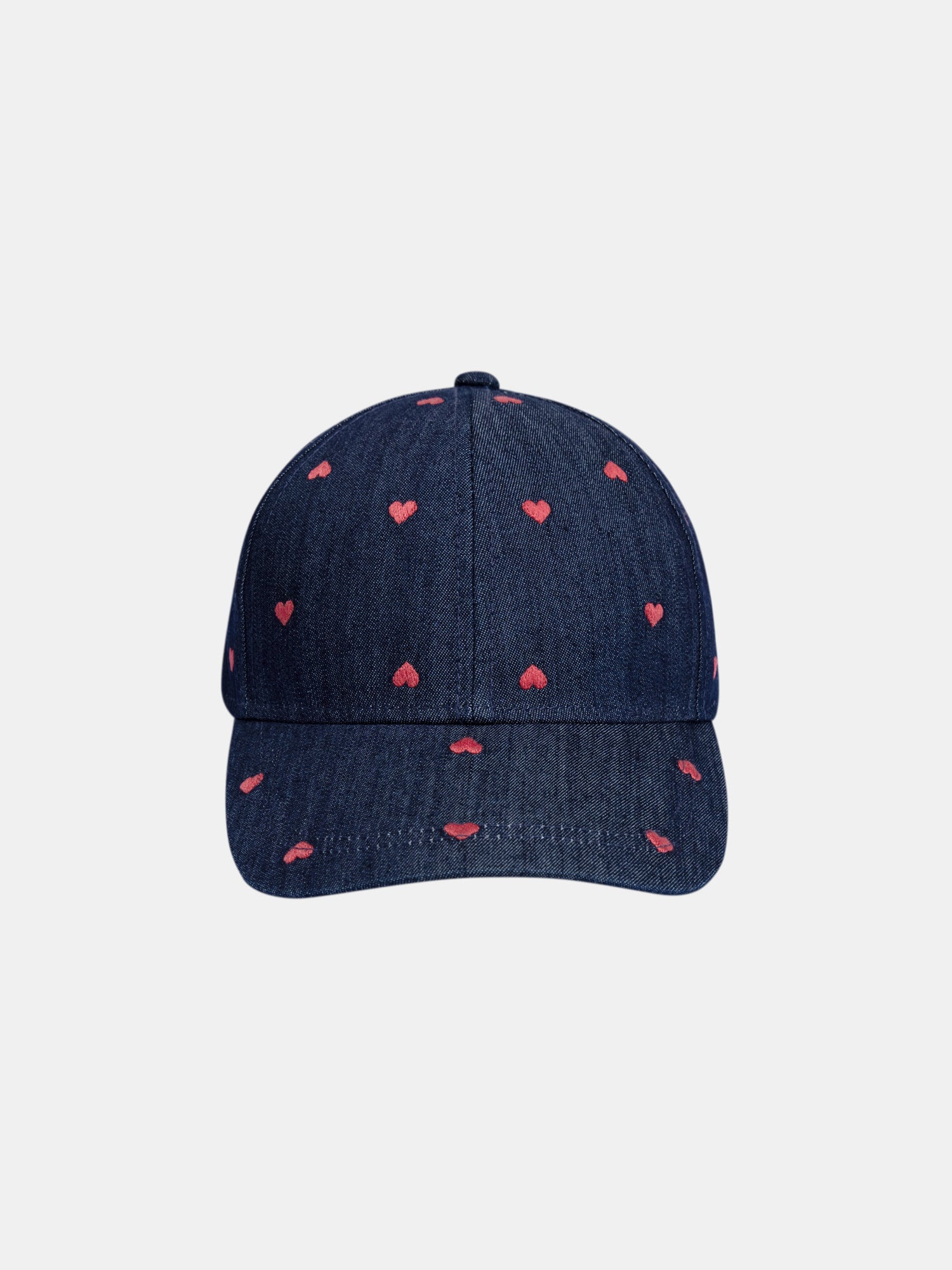 Casquette en denim avec coeurs pour fille