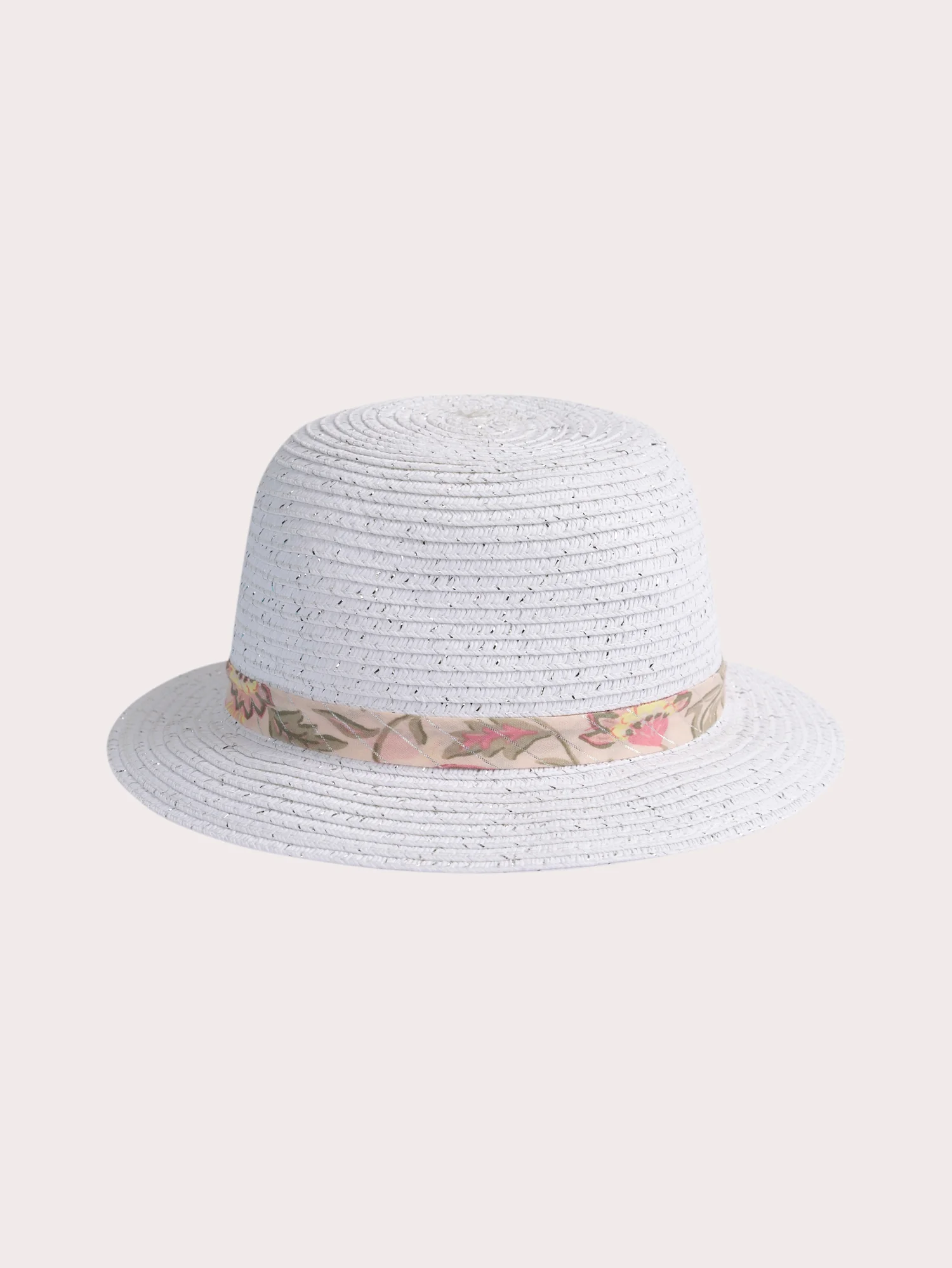 Chapeau cérémonie en paille blanc pour bébé fille