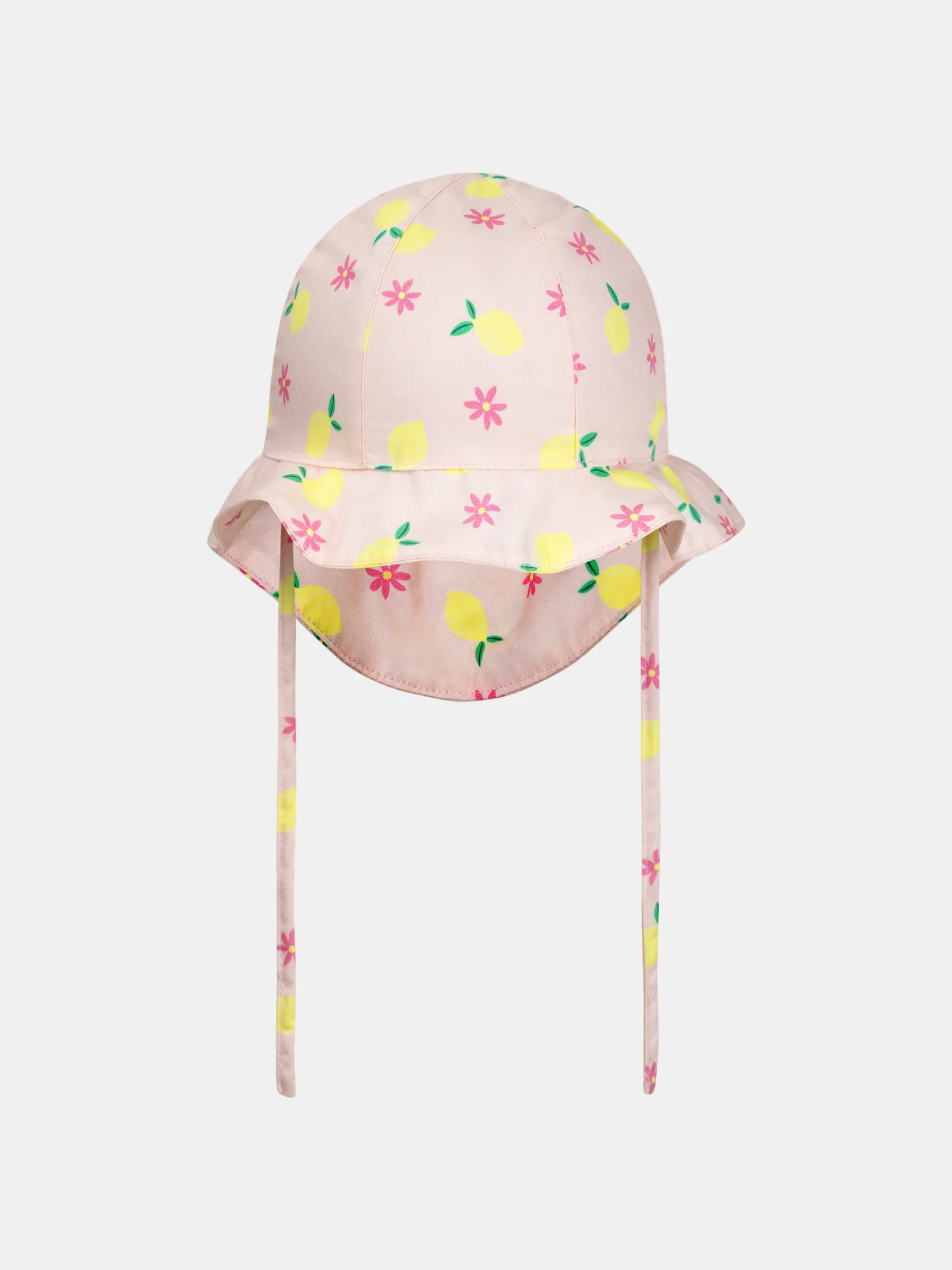 Chapeau protège-nuque imprimé citrons pour bébé fille