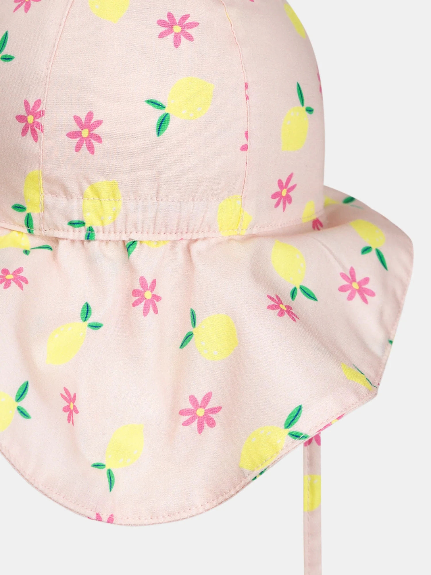 Chapeau protège-nuque imprimé citrons pour bébé fille - Image 3