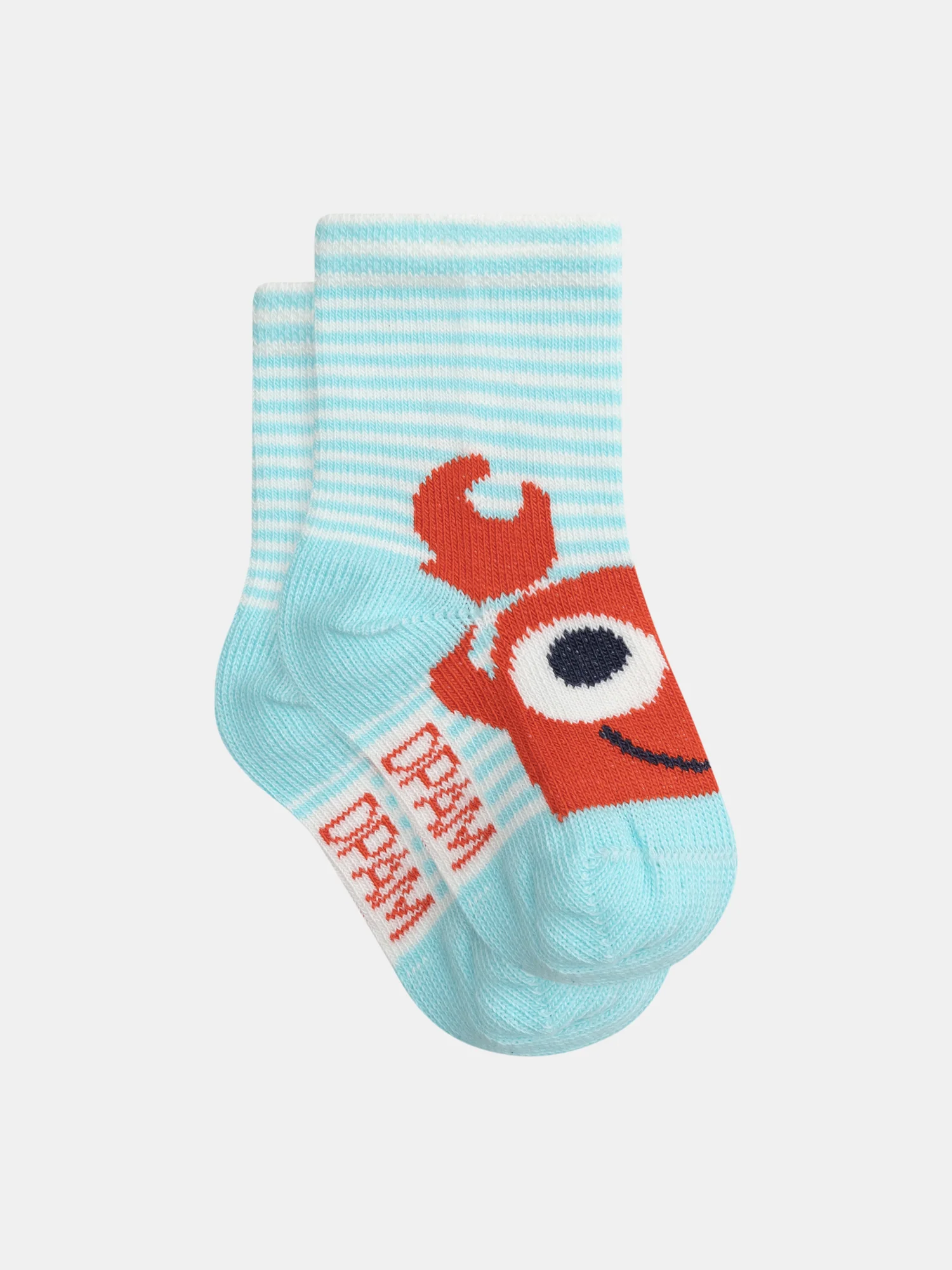 Chaussettes à rayures vertes et motif crabes pour bébé garçon