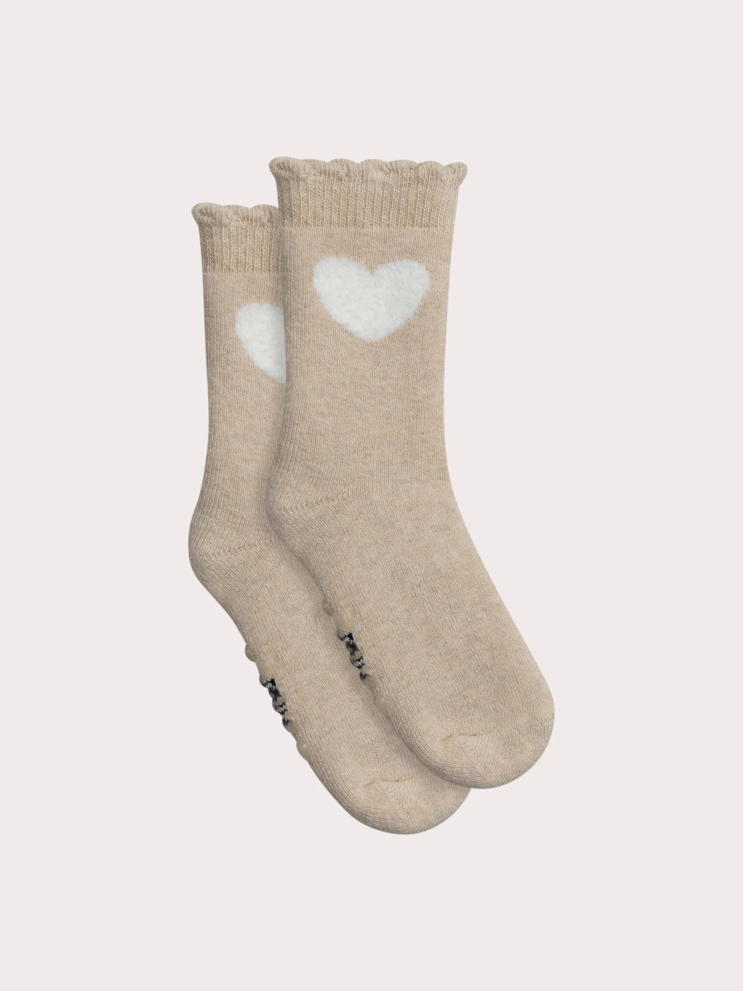 Chaussettes chaudes & antidérapantes beiges pour bébé fille